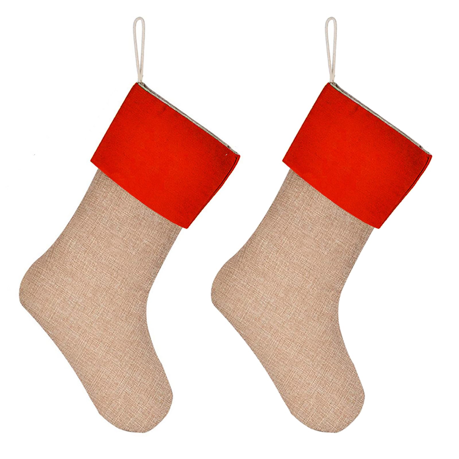 Tsophreniq Of 2 Burlap Socks Large Capacity Stocking Candy Containers Christmas Tree Decoration Fireplaces Hanging Ornament Fireplaces Hanging Stockings