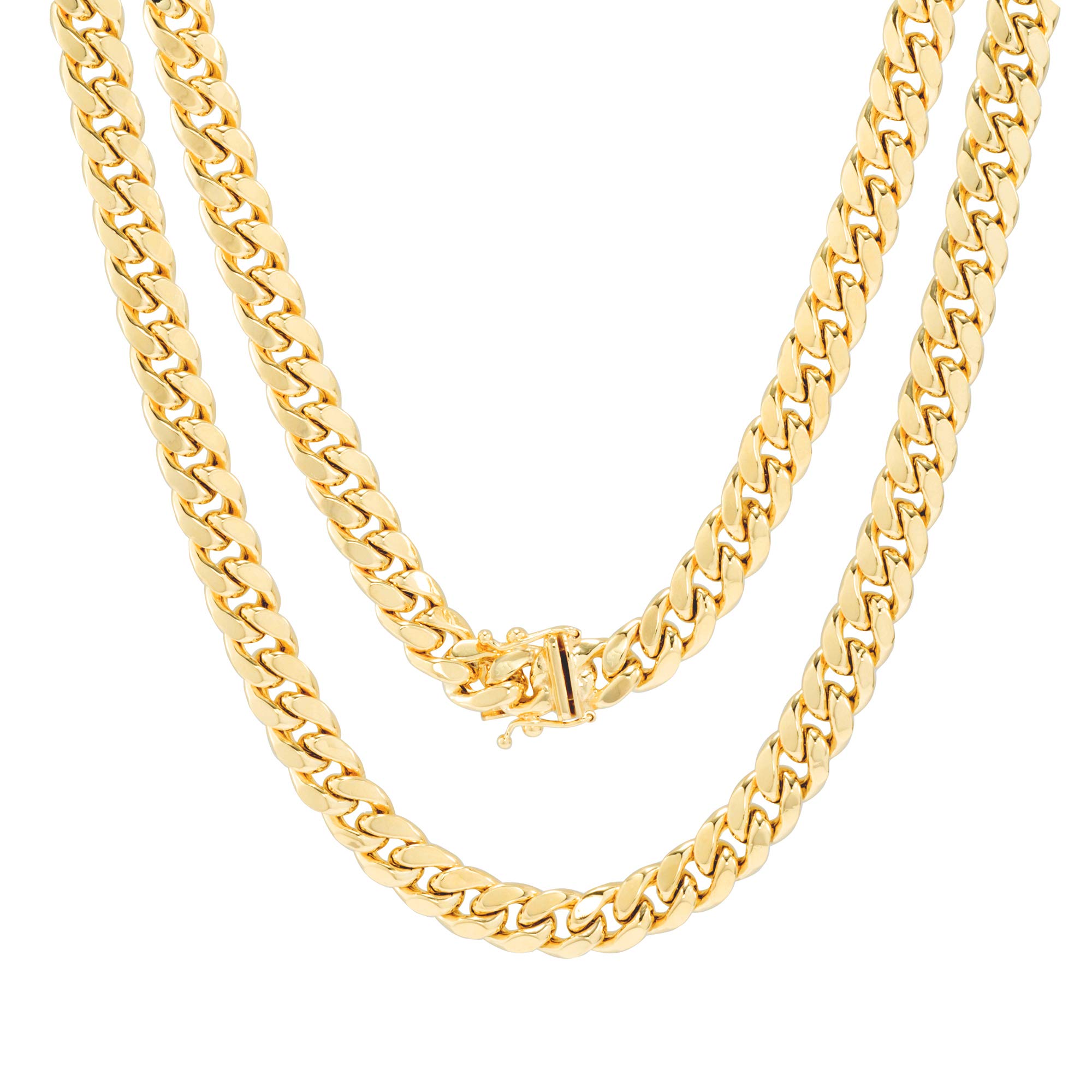 Nuragold 10k Real Yellow Gold Miami Cuban Link 7.5mm Chain