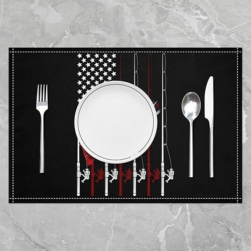 Miniatura 10 de Juego de 4 manteles individuales abstractos con diseño de pez degradado azul con vista al lago bajo el agua, para niños, adolescentes, adultos,