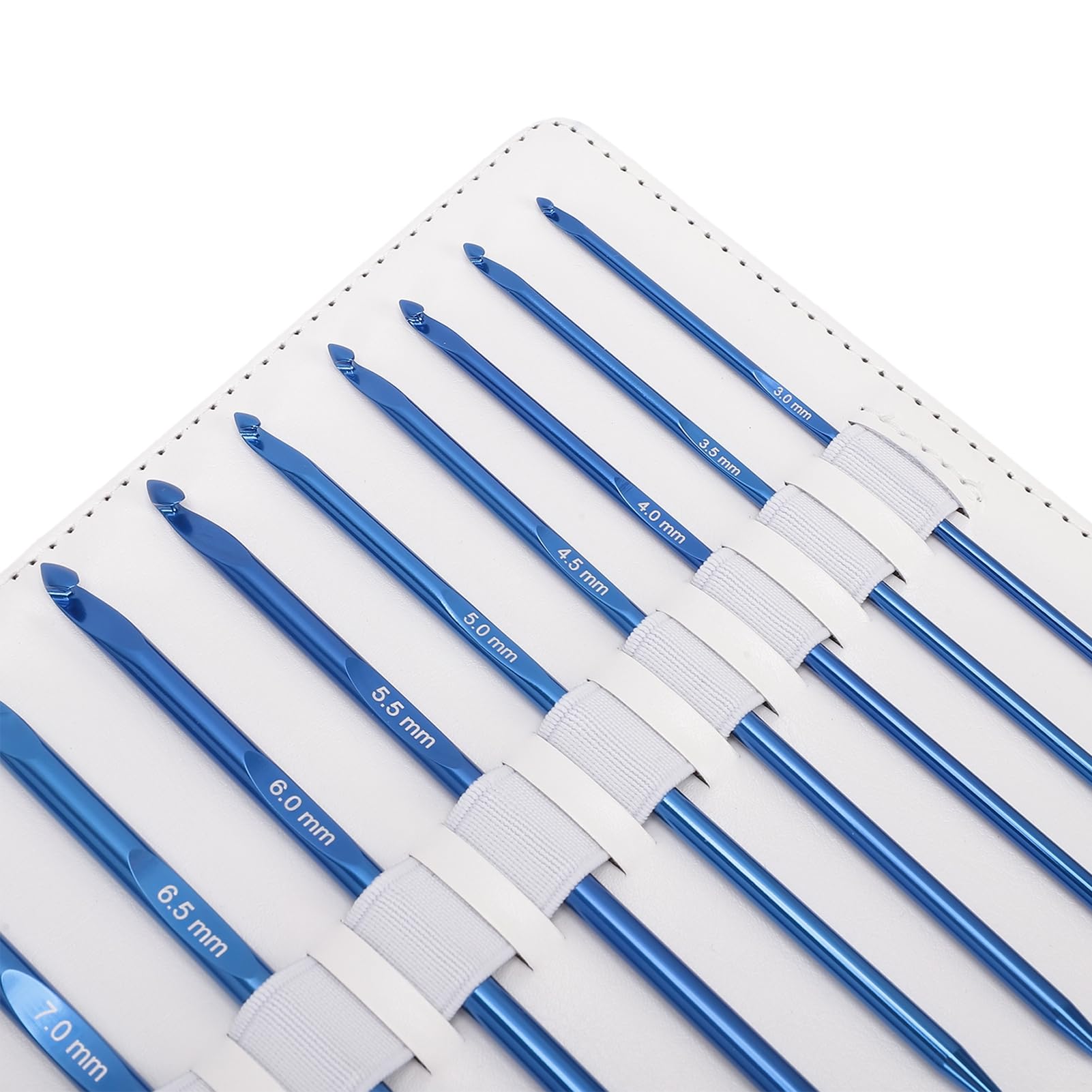 Rengue 12-teiliges Blaues Tunesisches Häkelnadel-Set aus Aluminium, 3,0–10,0 Mm, Austauschbare Nadeln mit 4 Kabeln, Ergonomisches Afghanisches Häkelset für Decken, Schals, Dekor