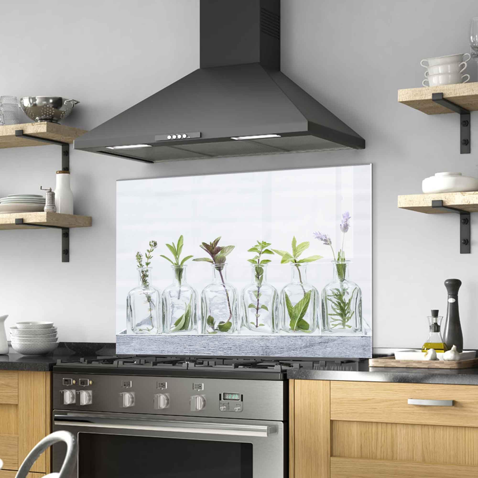 Roggmard Tempered Glass Kitchen Backsplash, Stove Back Top Cover, Splashback Tile, Kitchen Sink Cover Splash Guard, Home Kitchen Decor (30x16''-(76x40cm))