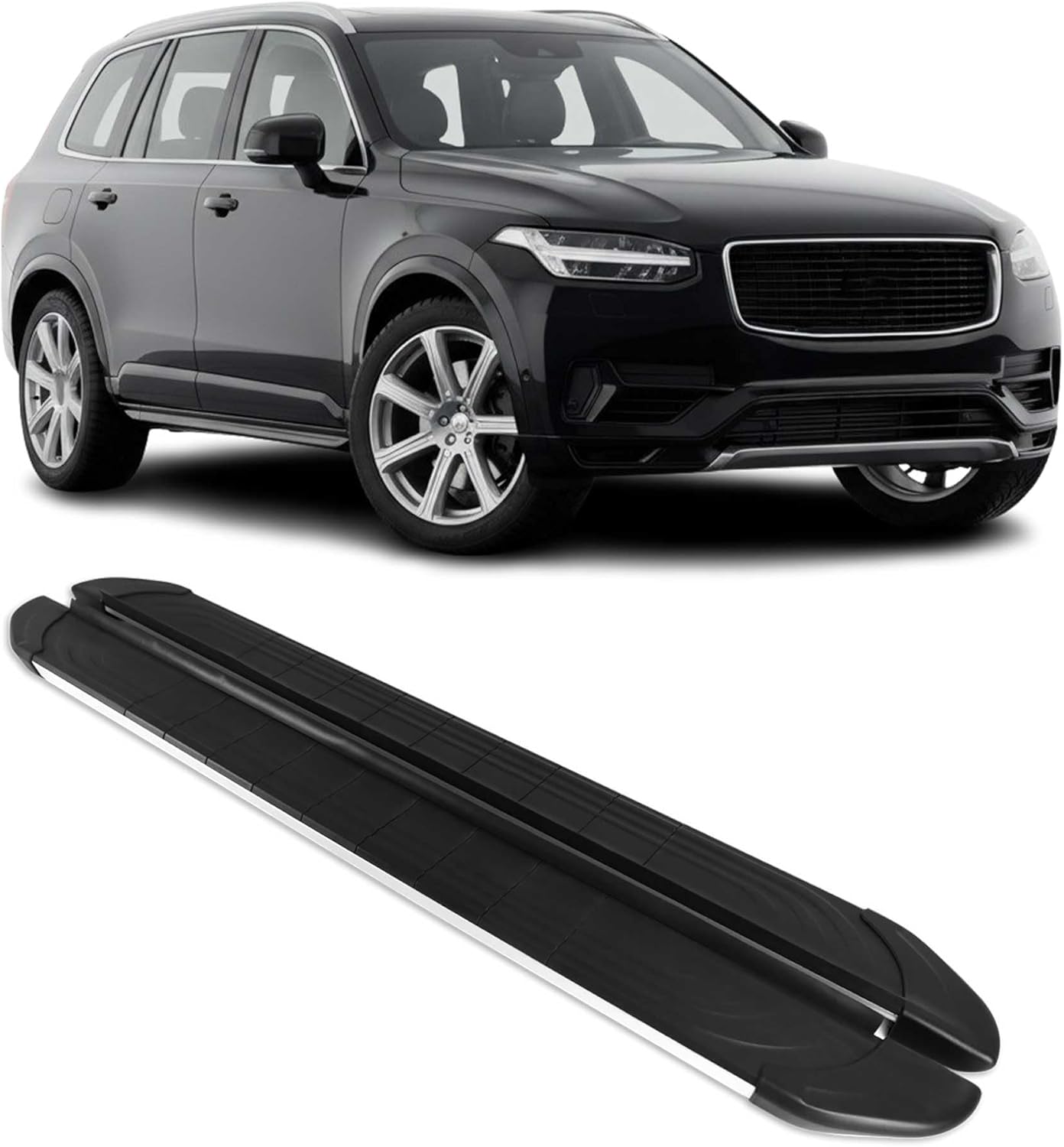 OMAC Side Step Running Boards Nerf Bars for Volvo XC90 2016-2026 Alu Black Silver 2X