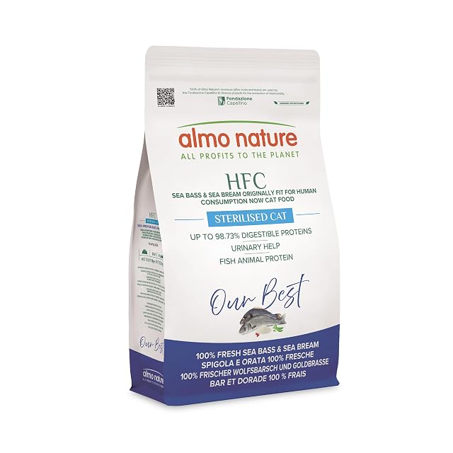 Almo Nature HFC Our Best Sterilised - Pienso para Gatos Adultos Esterilizados - Lubina y Dorada Frescas