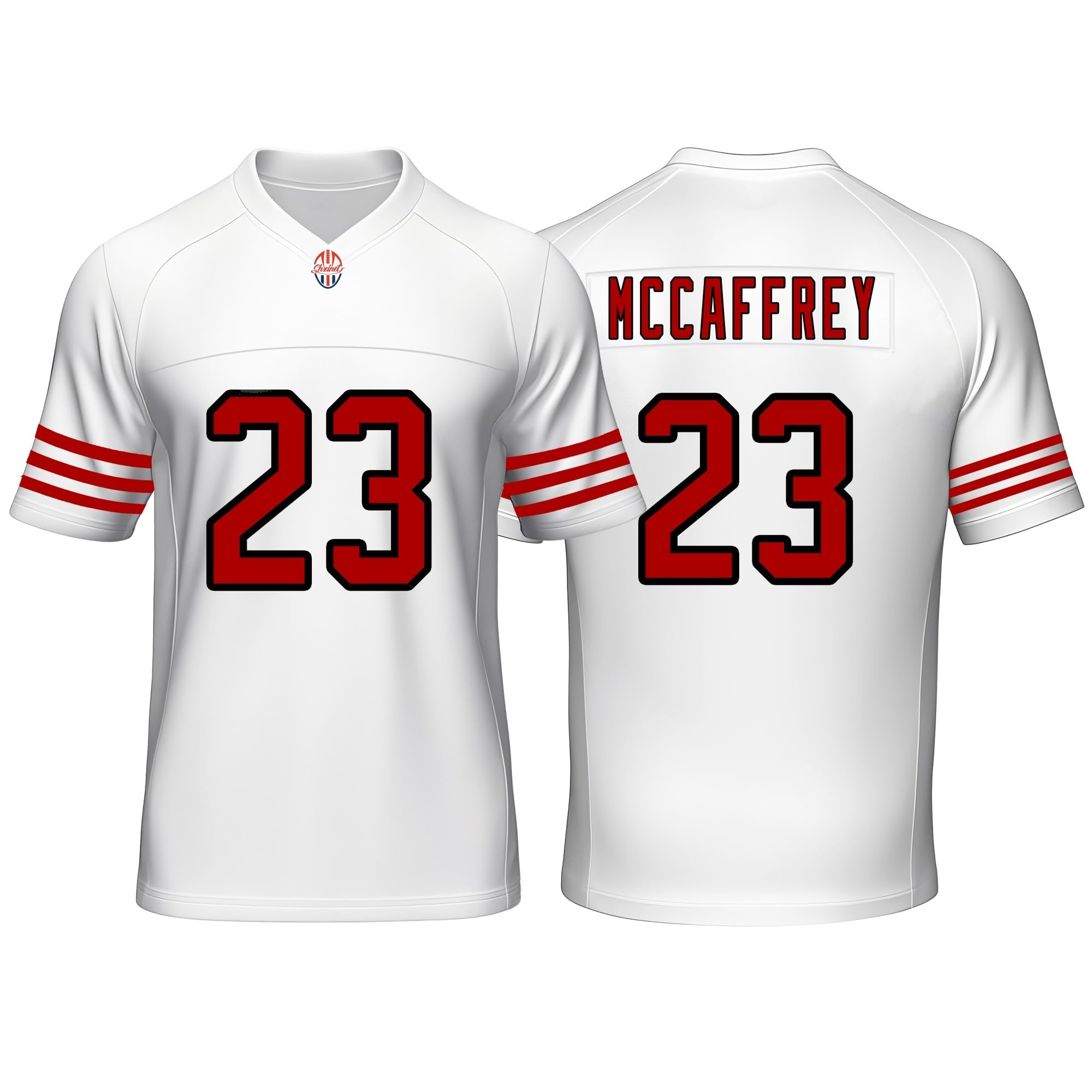 Custom Mens/Youth Football Christian Stitched T-Shirt for Sports Fan MCCAFFREY White No Brand/Logos