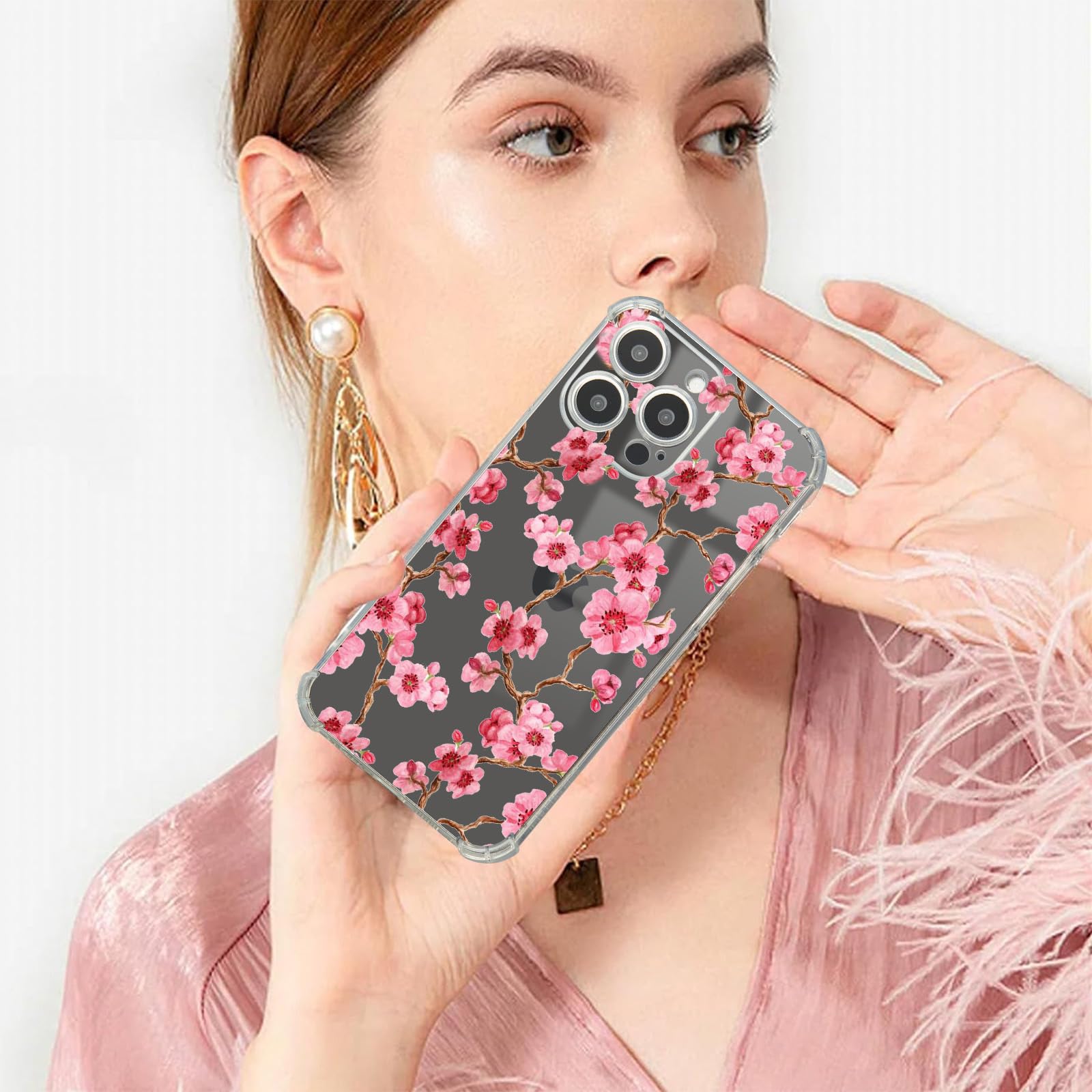 Amazon.com: Roemary Sakura Case for iPhone 16 Pro with Cherry