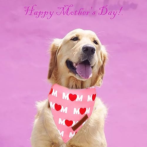 Miniatura 6 de Realeaf Pañuelos para el día de la madre, 2 unidades, bufanda reversible para mascotas con texto en inglés "I Love My Mom" para niños y niñas, tela