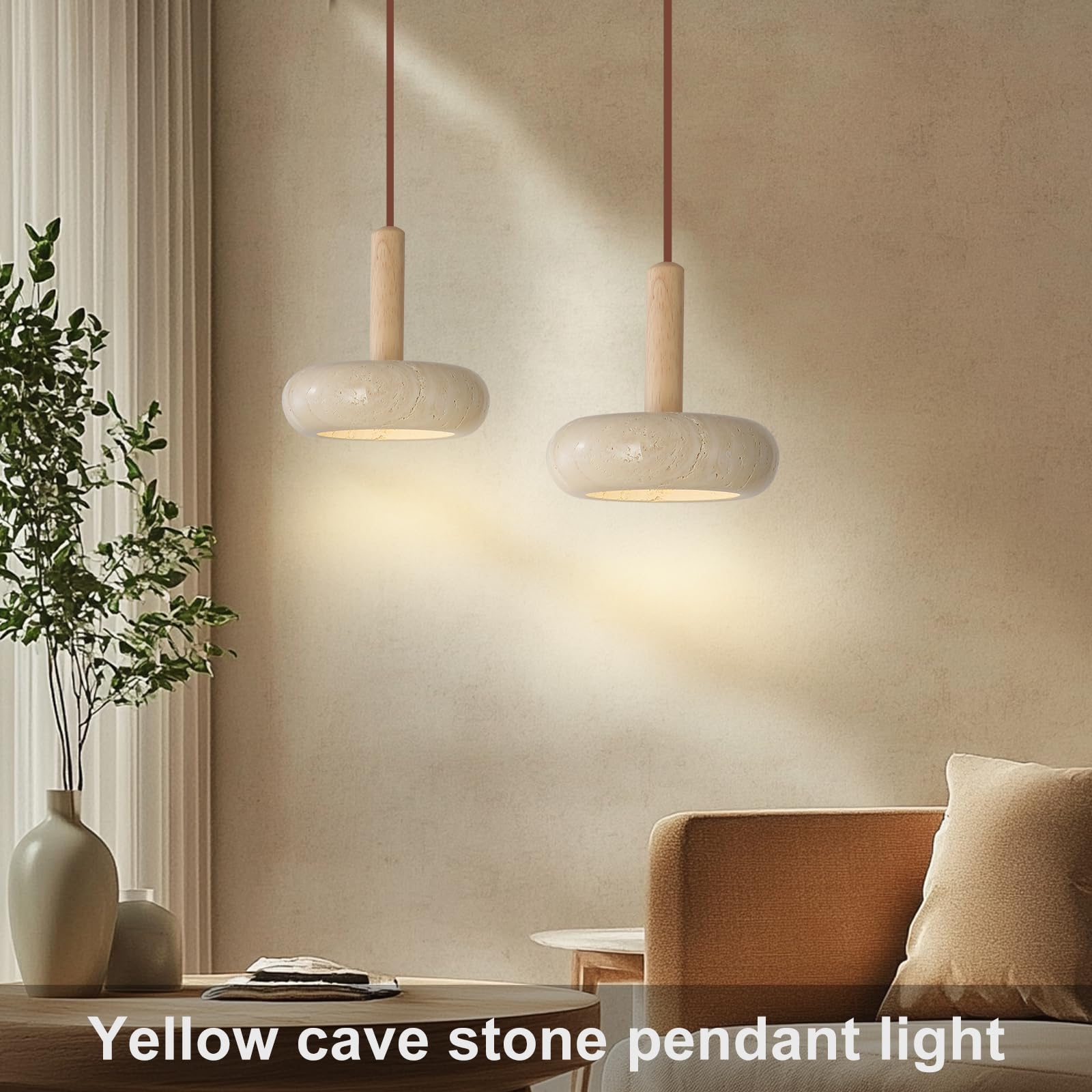 Dorte - Wabi-Sabi Travertine Marble Pendant Lamp | bright&plus