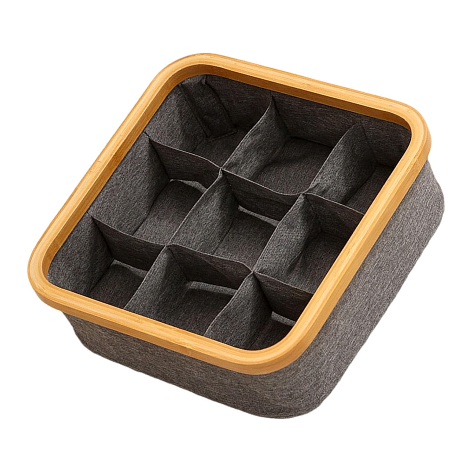 carotoe Natural Multipurpose Storage Basket with Divided Compartments Ventilated Household Organizers for Clothing Accessories Ventilated Lingerie Storage Box