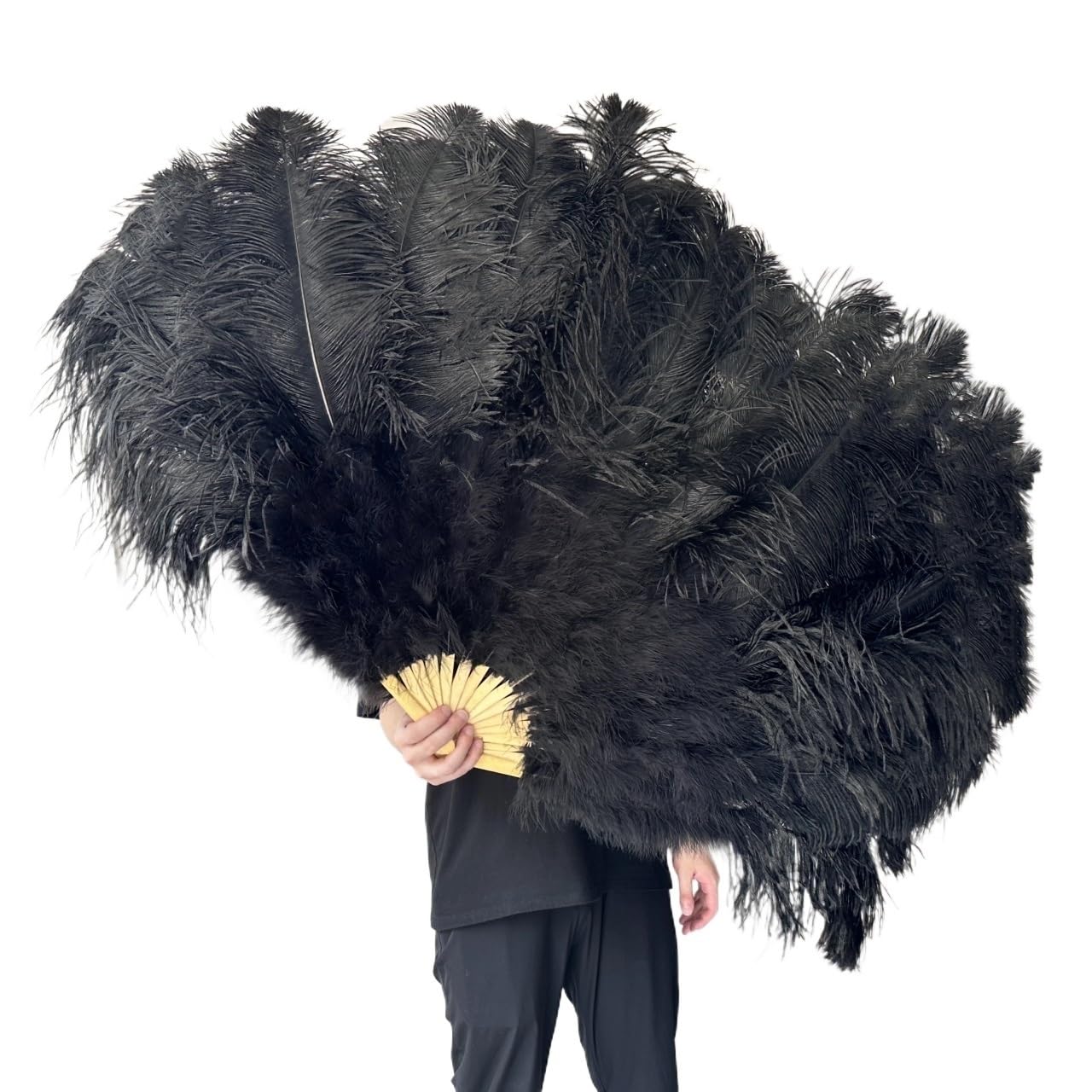 CIGPKLO Feather Dance Fan Big Feathers Fan 13Bone 100CM 130CM Hands Held Folding For Party Carnival Dance Performance Decoration