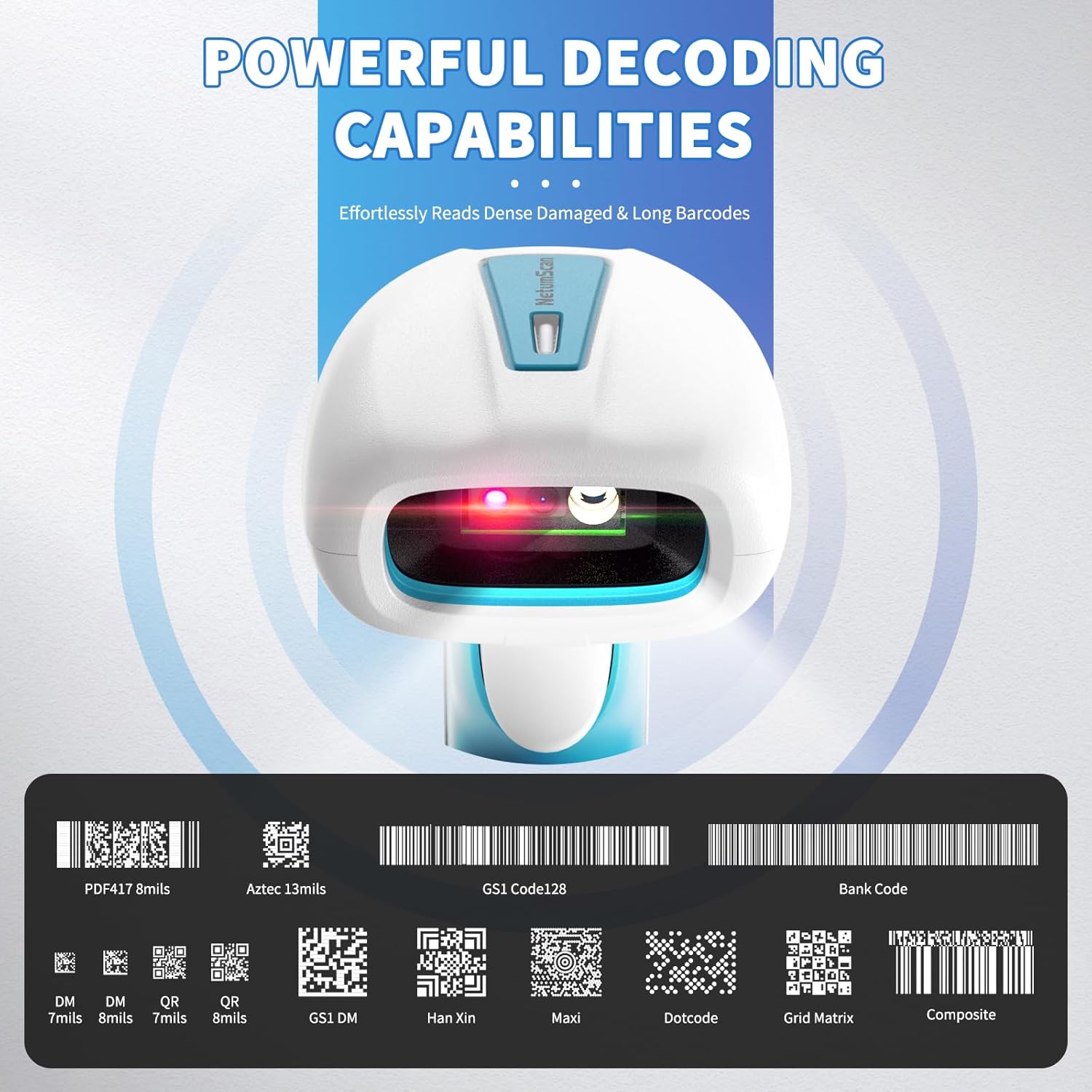 NetumScan Industrial Barcode Scanner 2D QR Wireless with Bluetooth, IP67 Waterproof Shockproof Heavy Duty Bar Code Reader with Charging Dock, Auto-Scan for Warehouse Medical Retail RD-1962(NS)