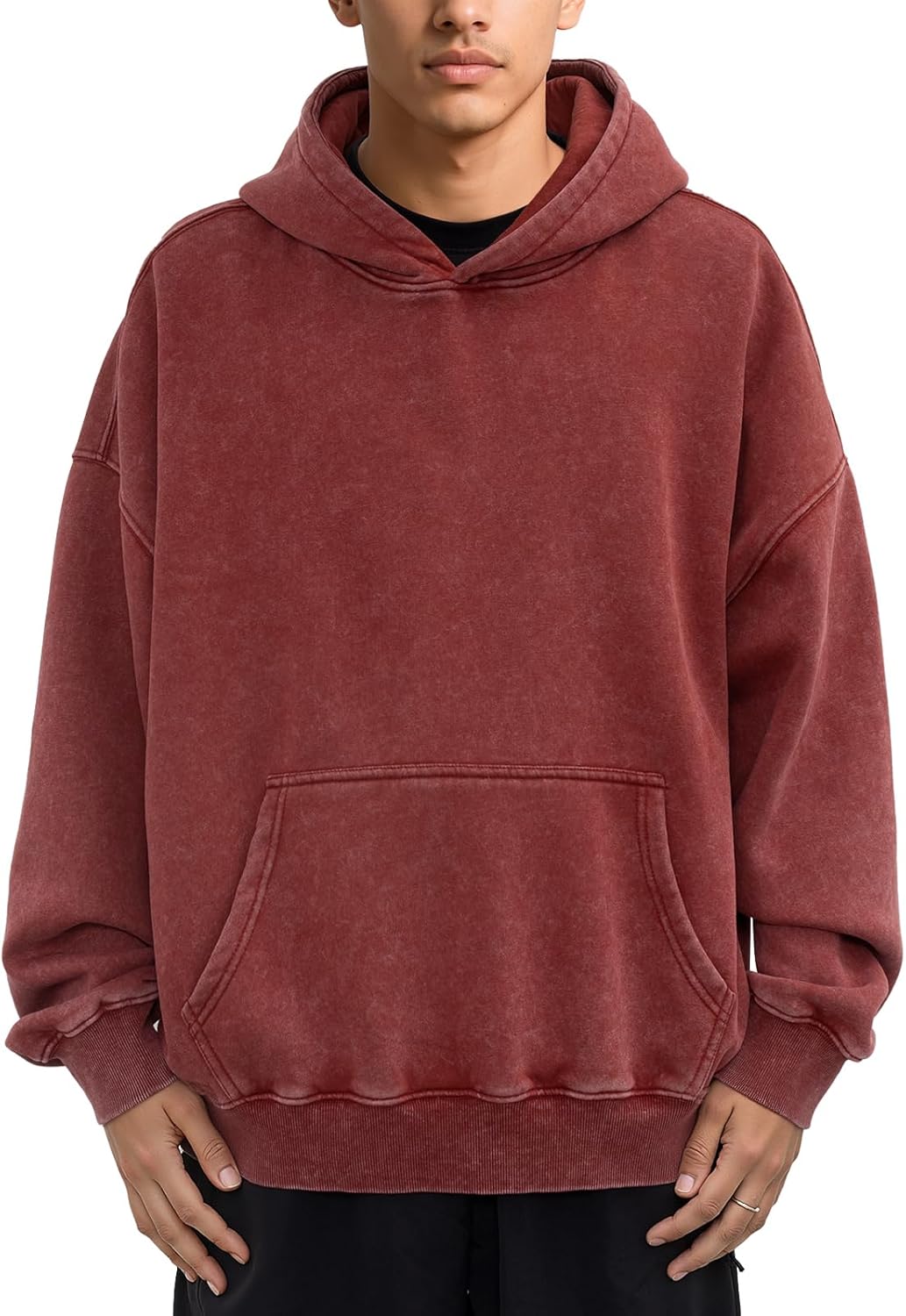 Huzeiwu Mens Oversized Acid Wash Hoodies Heavyweight Vintage Washed Fleece Hoodie Sweatshirt for Men Women Streetwear