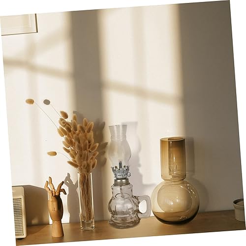 Miniatura 5 de Kisangel Lámpara de cristal elegante del queroseno del vintage de la linterna del aceite para el ambiente casero a prueba de viento