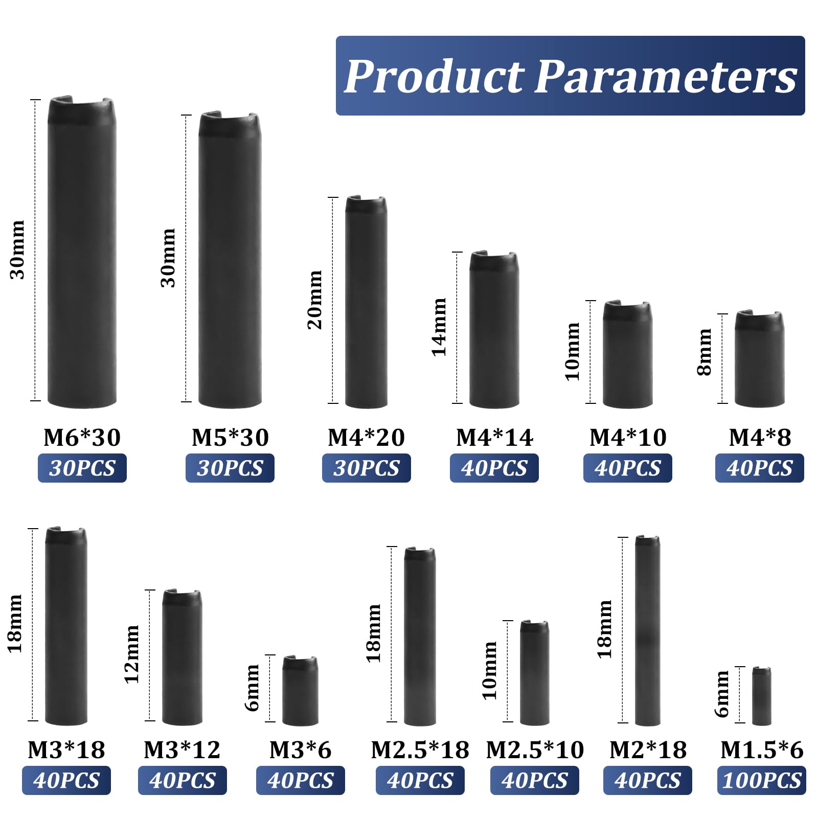 Kit 390 Perno Di Tensione A Molla - Spine Elastiche Acciaio Manganese 13 Dimensioni M1.5-M6
