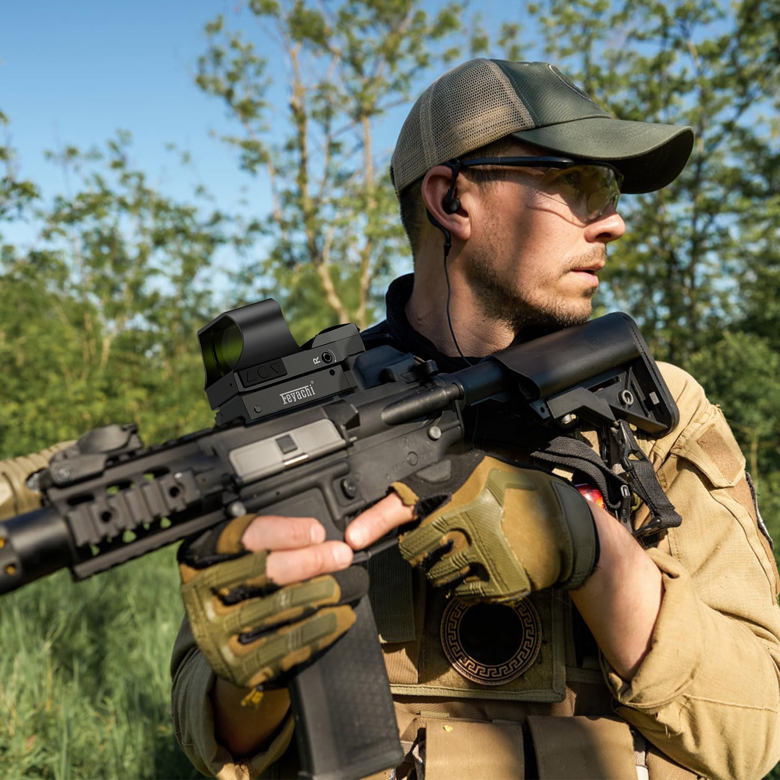 Feyachi RS-31 Visée Point Rouge, Viser Airsoft Rechargeable, Lunette de visée avec 4 réticules et 6 réglages de luminosité pour la Chasse, Le Softair et Le Pistolet