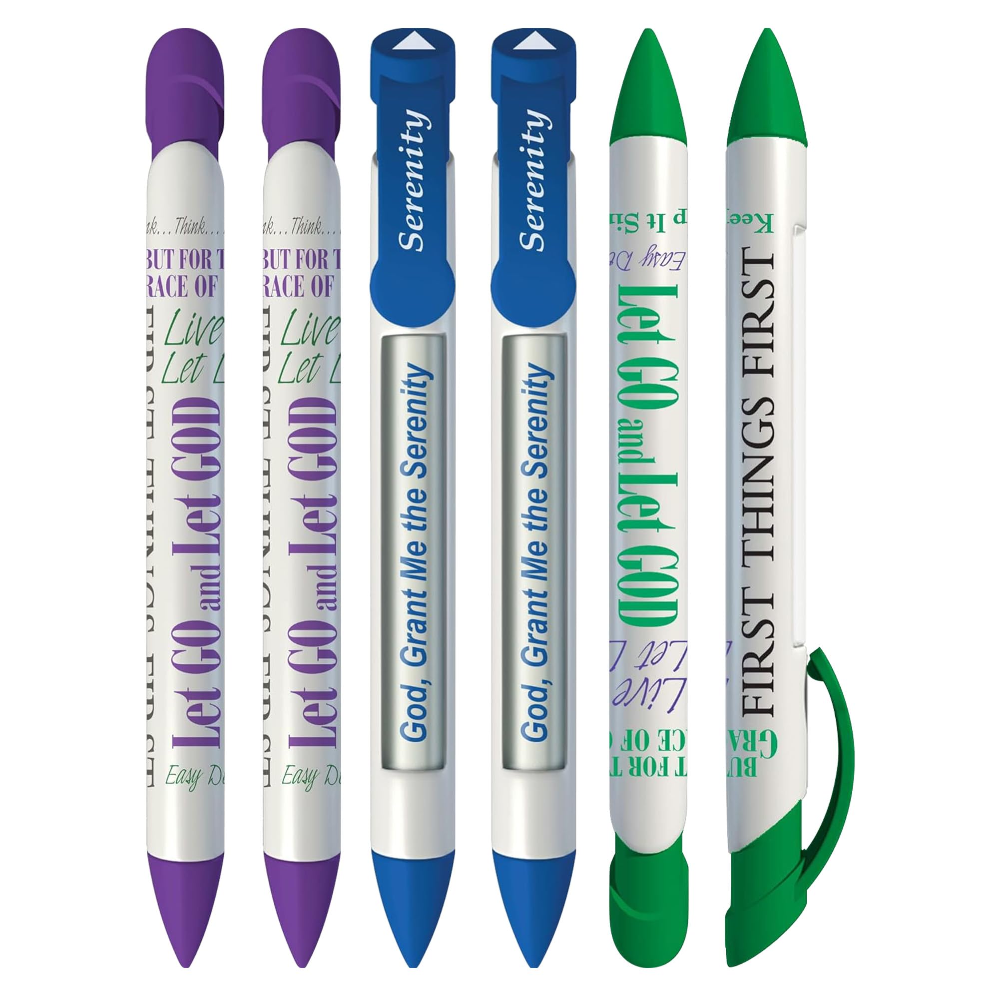 Greeting Pen "Serenity Prayer" Inspirational Prayer Pens with Rotating Messages, 6 Pen Set (36027)