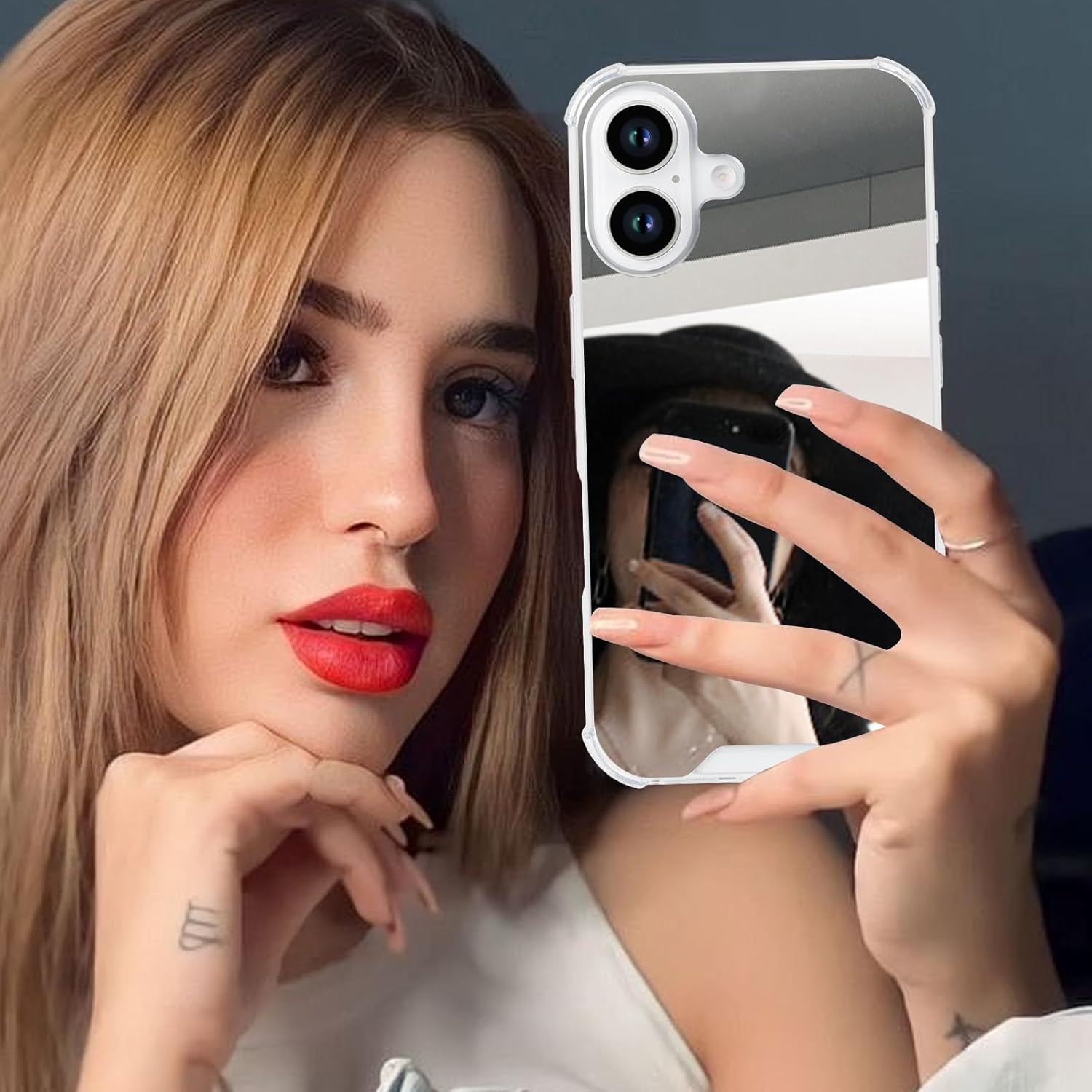 LUVI Compatible with iPhone 17 Mirror Case Cute Makeup Silicone Bumper Slim Ultra Thin Corner Protection Shockproof Design Fashion Luxury Cover for Women Girls Silver - Image 5