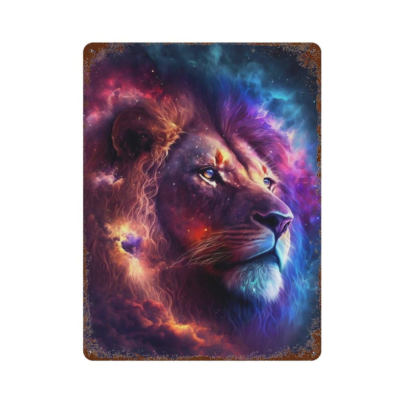 Star Lion 15.7"x11.8" Aged Metal Wall Plaque, Novelty Wall Decor for Shed, Workshop And Garage Wall Decor