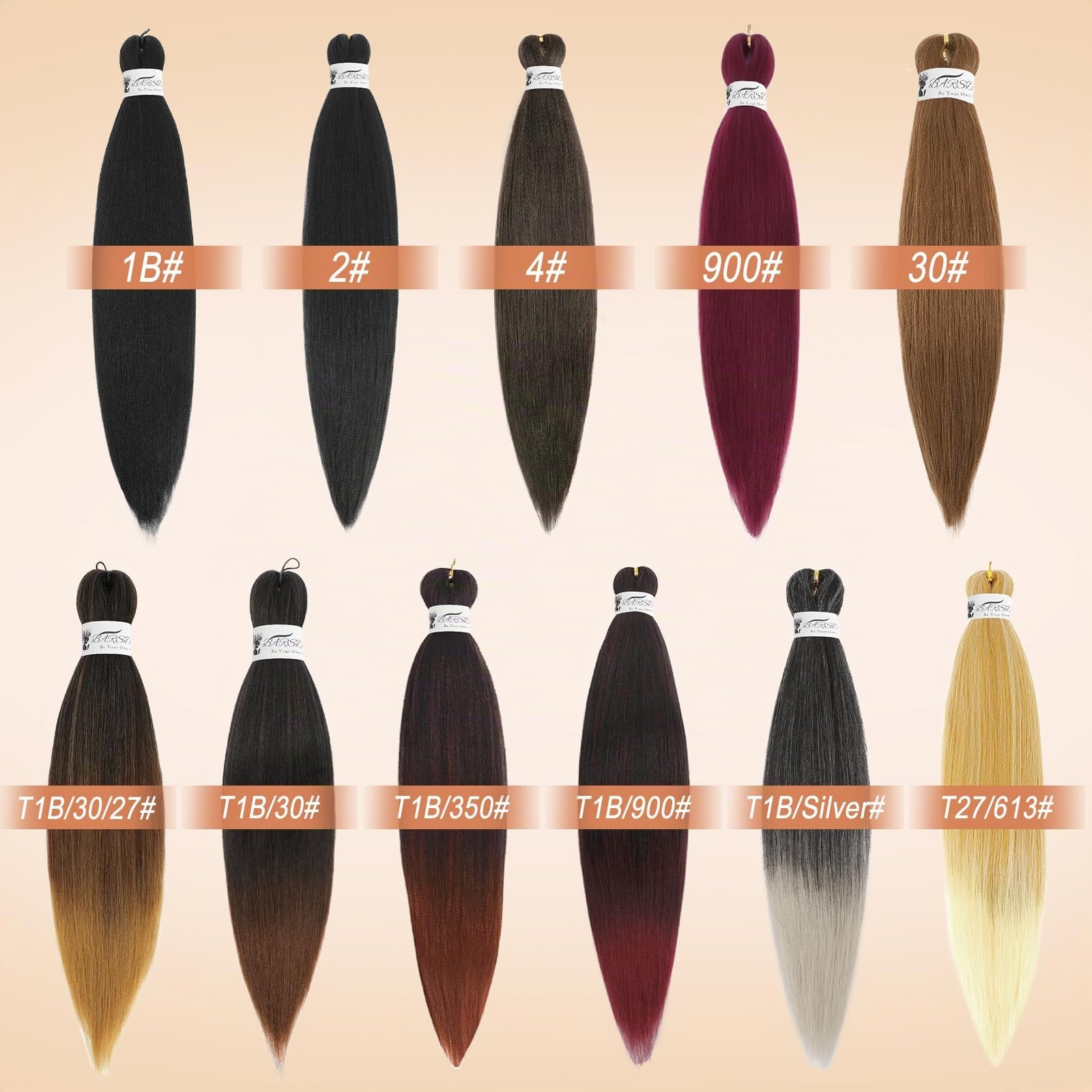 BARSDAR Pre-Stretched Braiding Hair, 66cm 8 Confezioni Lunga Ombre Braiding Hair Pre-Stretched Professionali Sintetici Braiding Hair Extensions Crochet Trecce Hot Water - T1B/30/27#