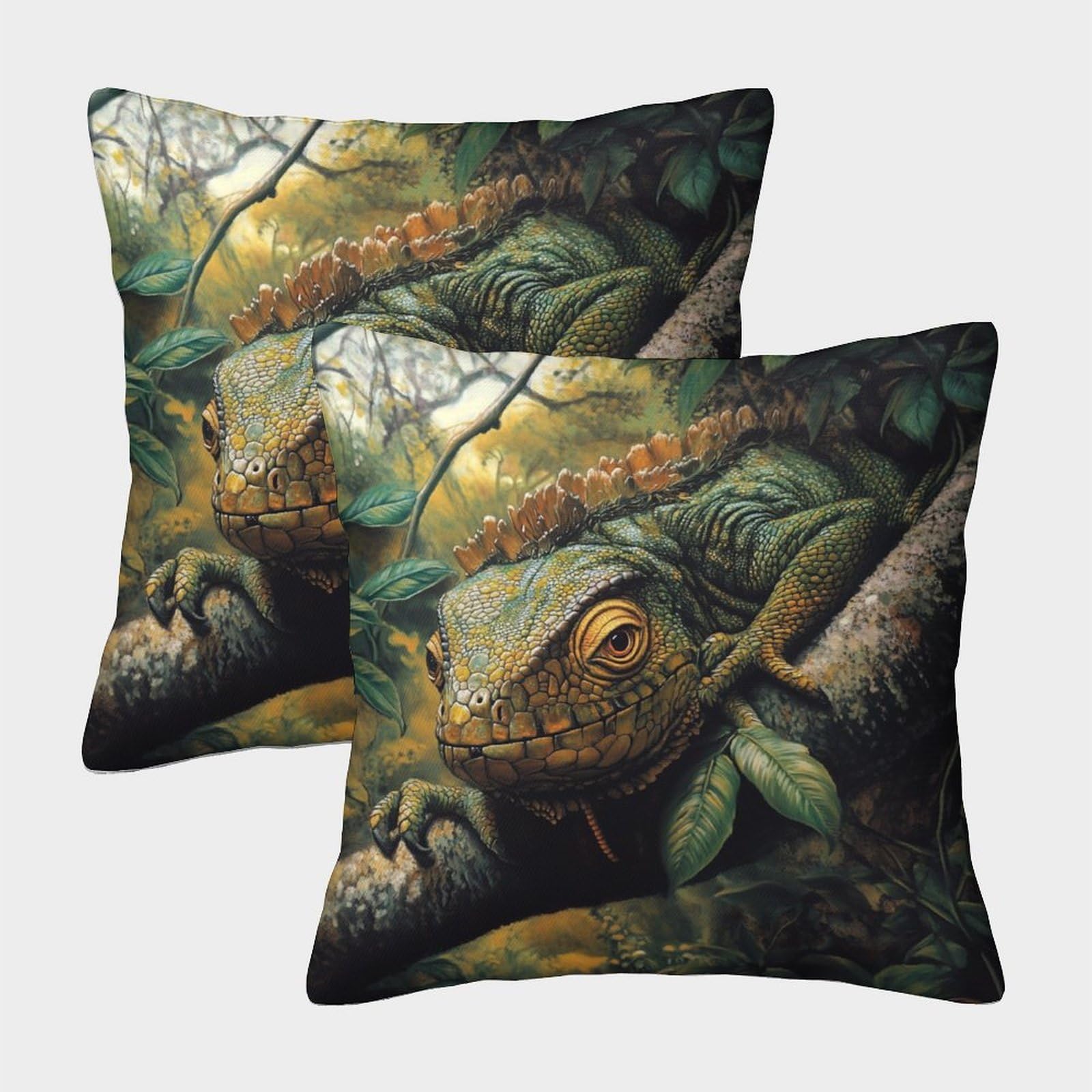 kaiyun 2 Pack Lizards,Animals And Plants Pillow Case Home Decoration Sofa Cushion Cover 40x40cm
