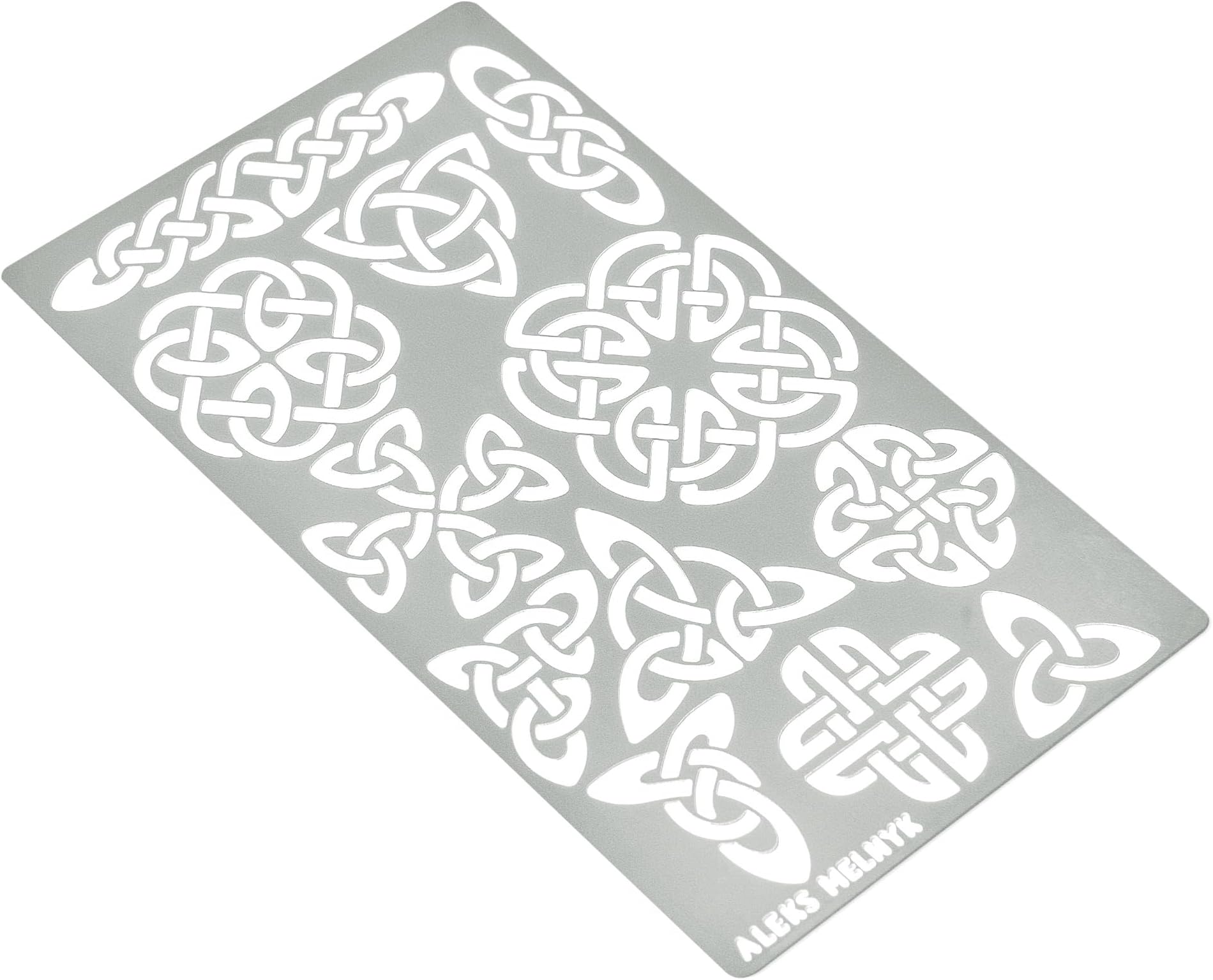 Aleks Melnyk No.32 Metal Journal Stencil, Pyrography Celtic Patterns, Celtic Knot, Viking Stencil, Wood Burning Template, Wood Carving, Bullet Journaling