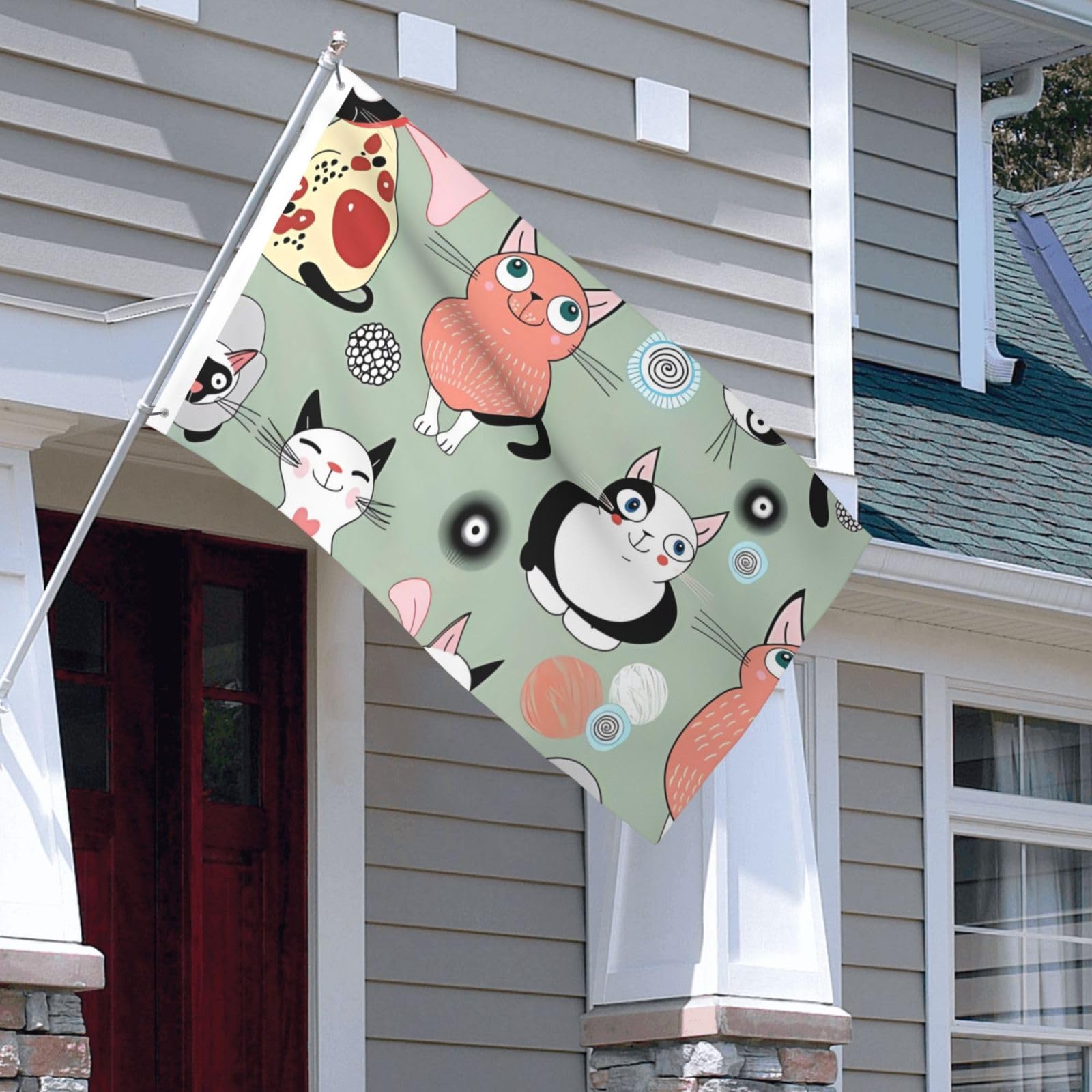Lustige Katzen-Gartenflagge | Doppelseitig, 90 X 150 Cm | Wetterfest Für Balkon, Terrasse & Garten