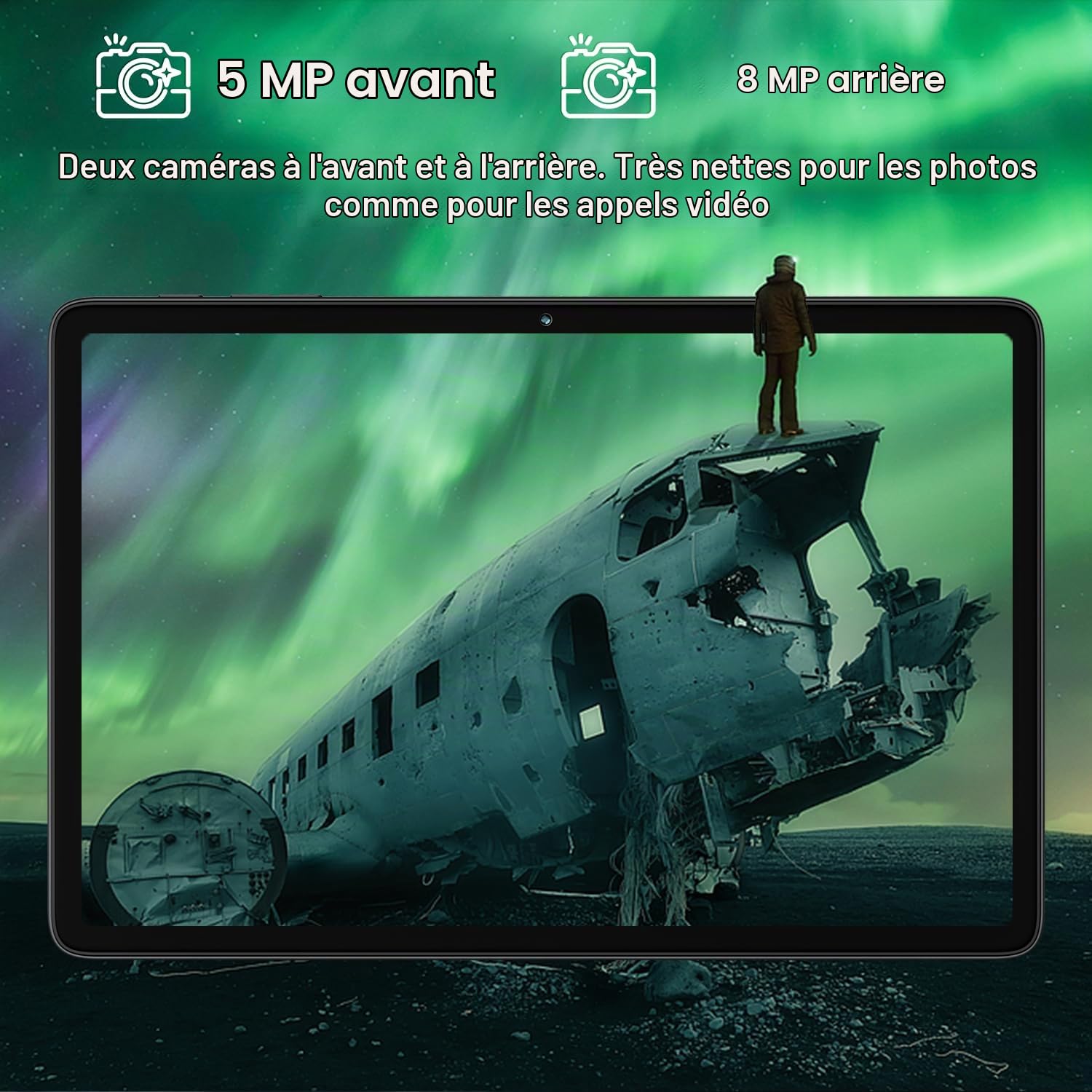 Tablette 10 Pouces Android 15 avec Gemini AI, 22Go RAM+ 128Go ROM+ Extensible 2To, Octa-Core, Widevine L1, 8000mAh, 5G WiFi, BT5.0, GPS, Corps Métallique, Tablette Tactile avec Clavier et Souris, Gris
