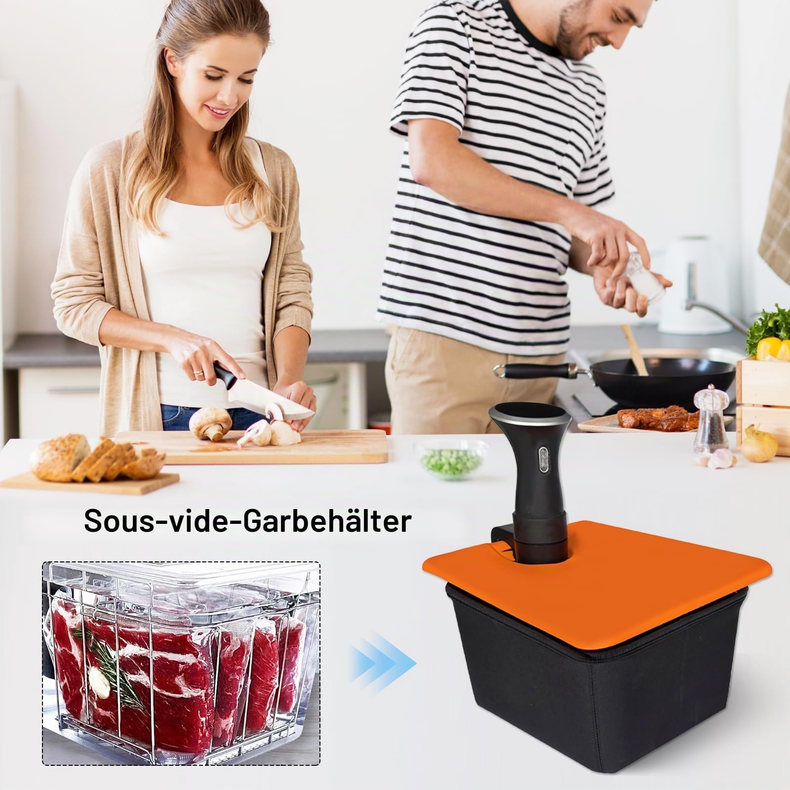 Sous Vide Behälter 12L mit Deckel und Rack Sous Vide Tools Container mit Isolierung Fassungsvermögen Slow Cooker Behälter Lebensmittelbehälter Sous Vide Zubehör für den meisten Sous Vide Kochern
