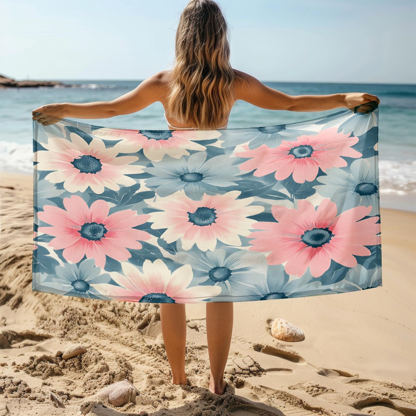 Grandi teli da spiaggia anti-sabbia, leggeri, morbidi e assorbenti, per viaggi, piscina, nuoto, bagno e campeggio. 175x190cm/69 x75