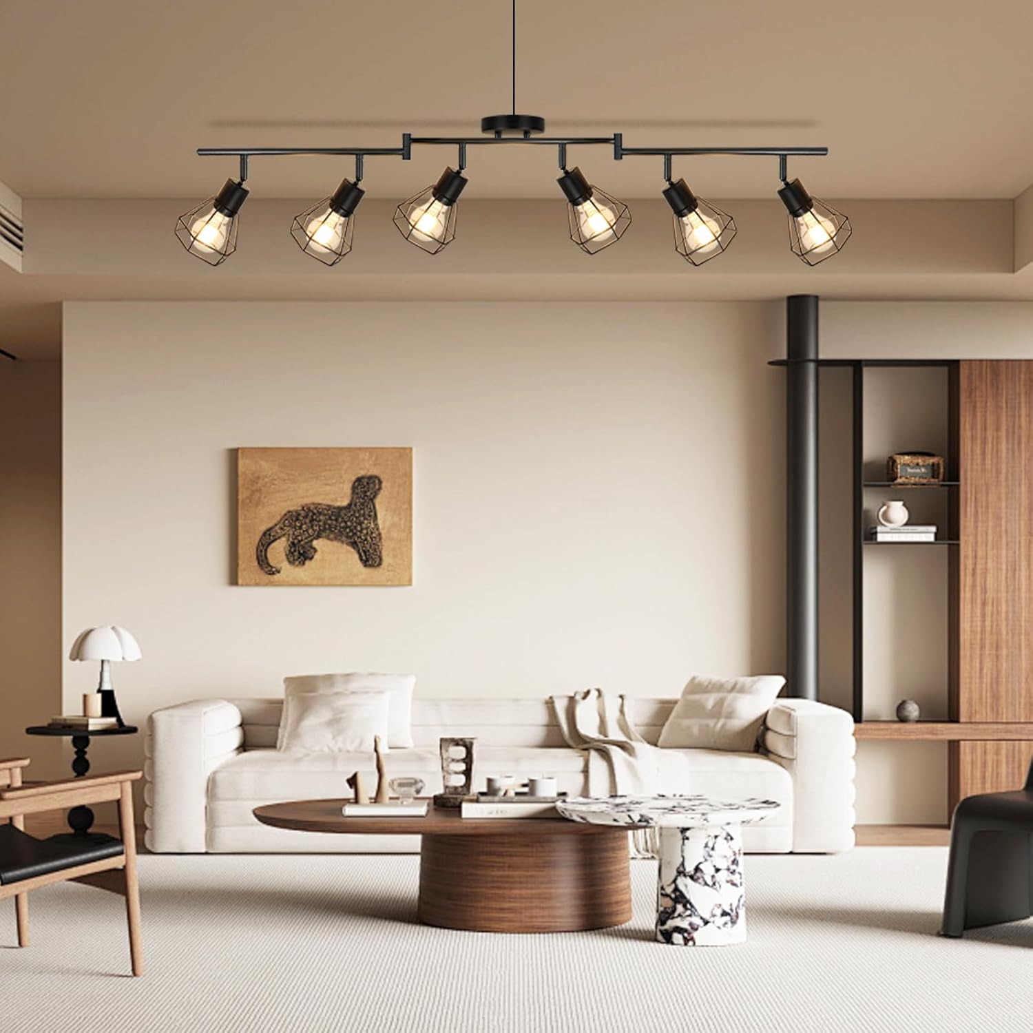 LTBLIGHT Plug in Track Lighting, 6-Light Rotatable Ceiling Light Fixture Black with 16.4ft Cord & On/Off Rocker Switch, Spotlight for Living Room Kitchen Bedroom, E26 Base