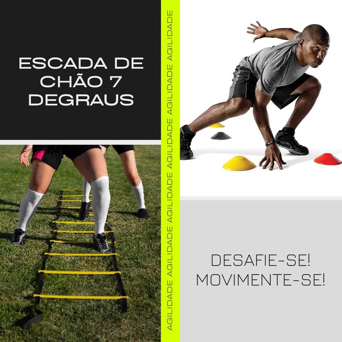Kit Agilidade Treino Aeróbico Funcional 10 Mini Cone + 10 Mini Chapéu Kit 21 peças, Treinamento Funcional Completo