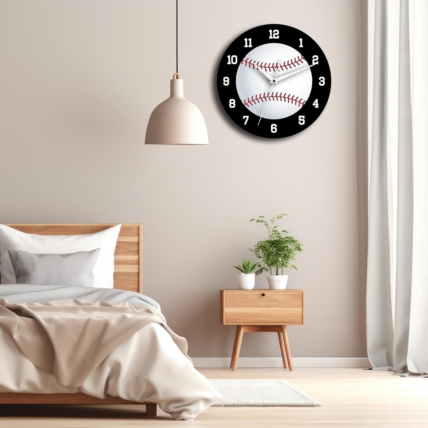 12 Inch Baseball Wall Clock, Silent Non-Ticking Battery Operated Decorative Wall Clock, Sports Wall Decor for Bedroom Office Man Cave, Gift for Baseball Fans Lovers Dad Men