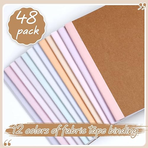 Miniatura 3 de Qilery 48 cuadernos de composición a granel, A5, 30 hojas de 8 x 5.75 pulgadas, cuadernos de papel kraft a rayas con espinas de arco iris, libro de