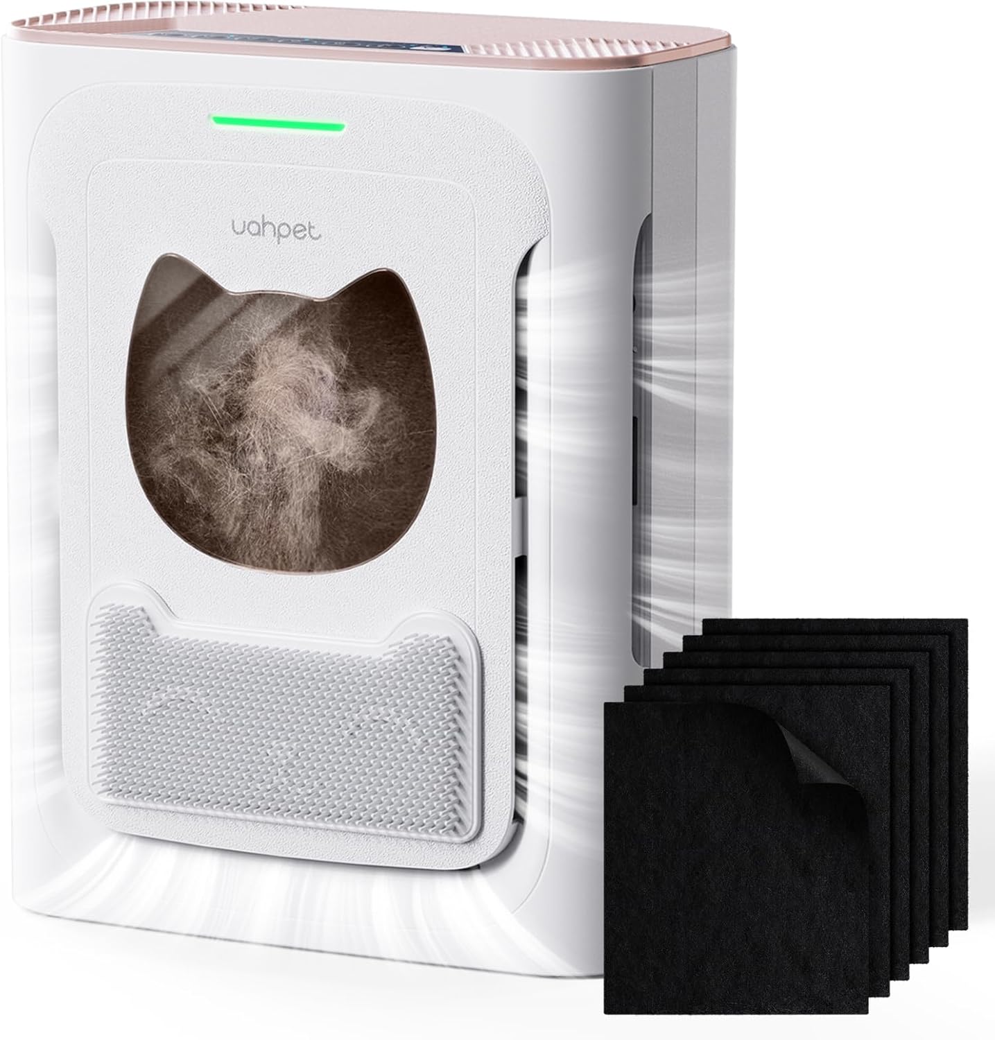 uahpet Air Purifier Slim (White+Pink) + 6 Pack Washable Pre-Filters