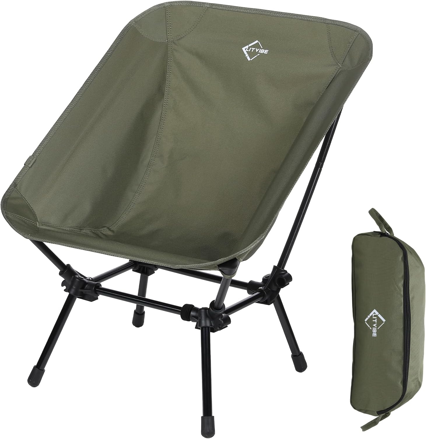 Portable Folding Camping Chair - Lightweight Backpacking Chair Foldable Compact Chair with Carry Bag - Support 265lbs for Outdoor Camping, Hiking, Travel and Picnic