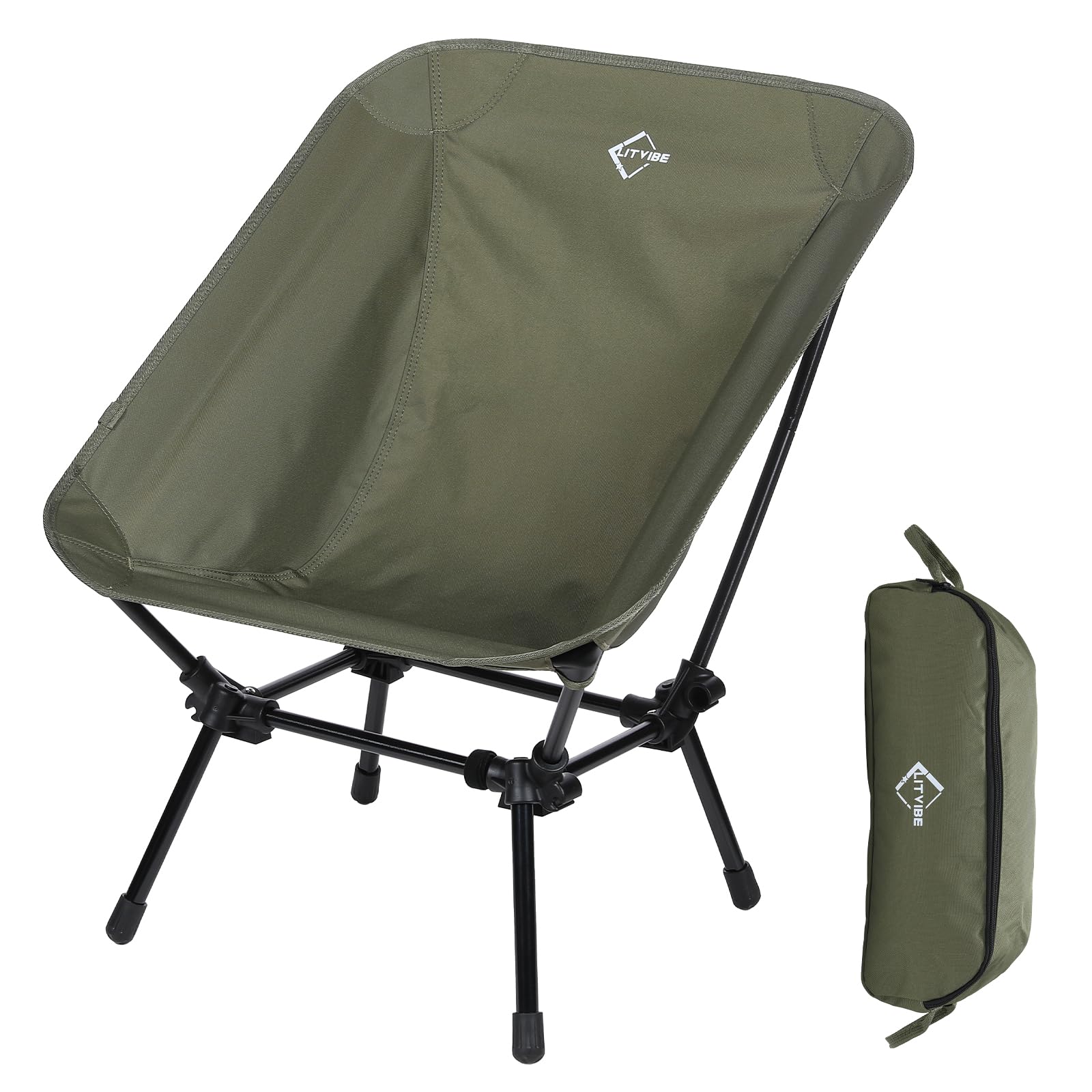 Portable Folding Camping Chair - Lightweight Backpacking Chair Foldable Compact Chair with Carry Bag - Support 265lbs for Outdoor Camping, Hiking, Travel and Picnic