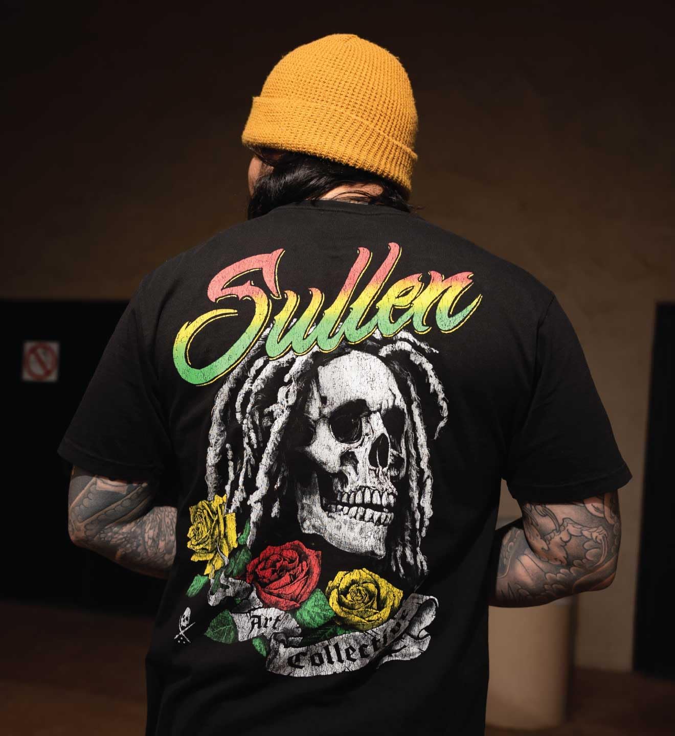 Sullen Men's Rasta Skull Series Capsule Tattoo Lifestyle Graphic Premium Short Sleeve Tee Black