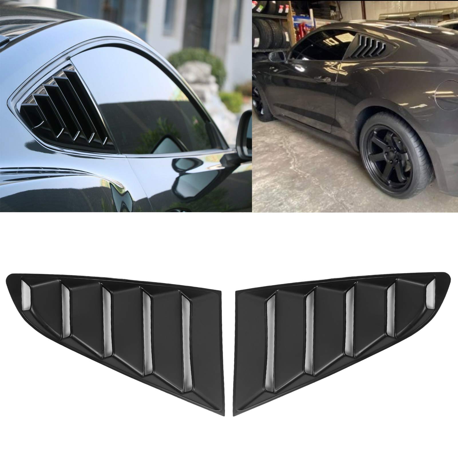 Copertura della feritoia per finestra, 2 pezzi Feritoia per finestrino laterale per auto Copertura parasole nera per parabrezza per Mustang 2015-2020 Copertura per finestrino di ventilazione lat