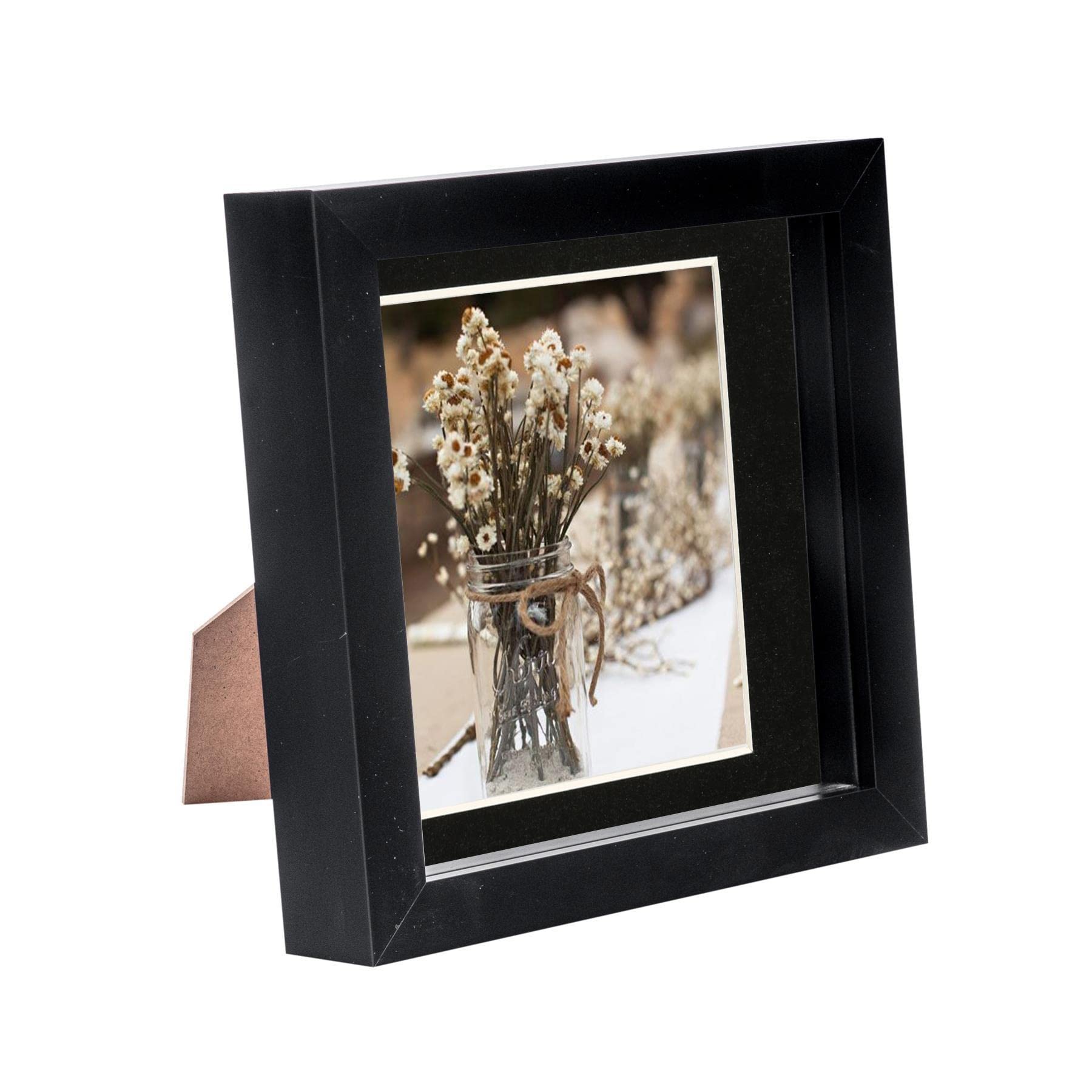Nicola Spring Black 6 X 6 3D Shadow Box Photo Frame - Craft Display Picture Frame With 4 X 4 Mount - Glass Aperture