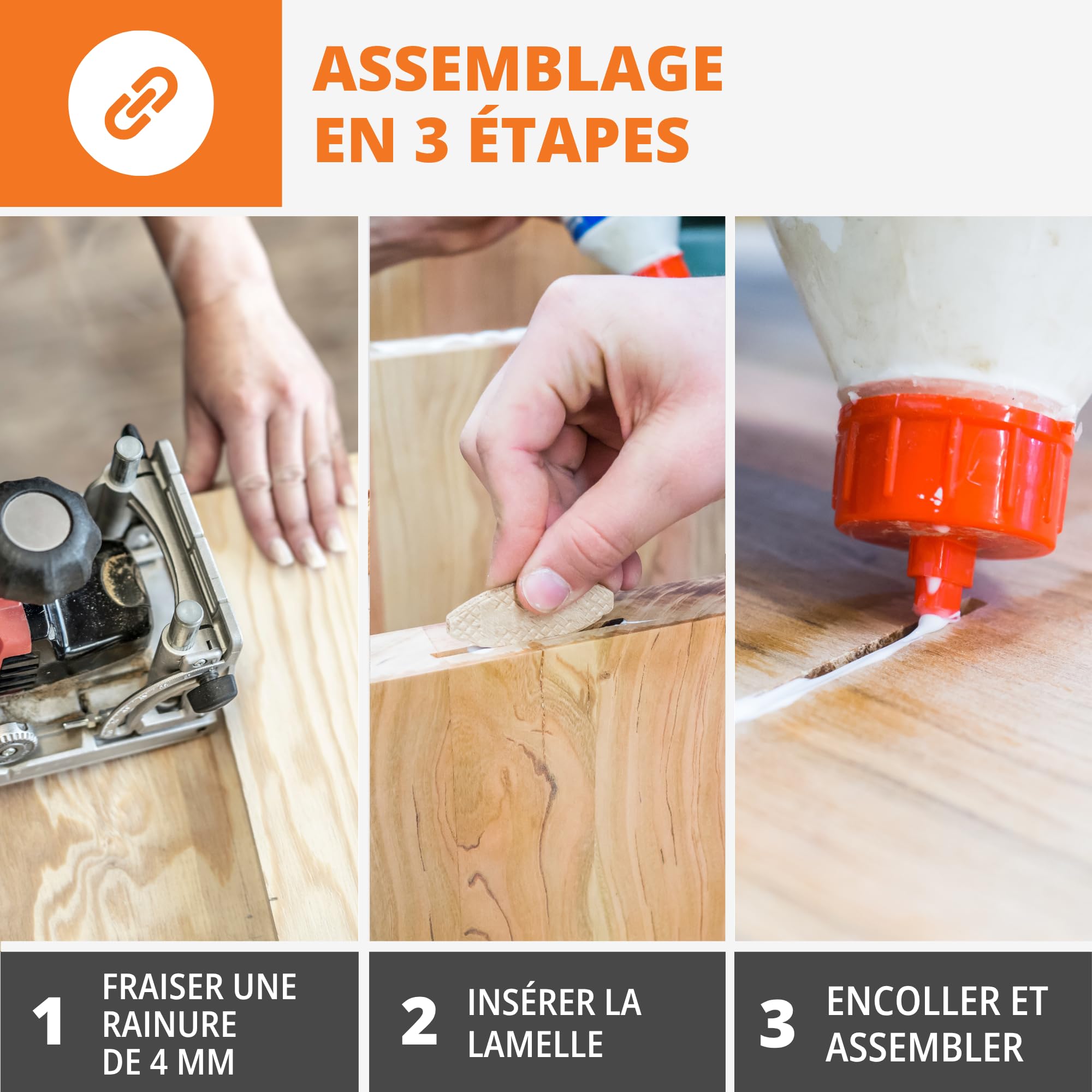 WFix Lamelles d’assemblage Assortiment en bois 0 10 20, 500 pièces,hêtre massif FSC, pour rainure 4 mm, assemblages bois précis pour meubles, cadres et onglets, triées par taille