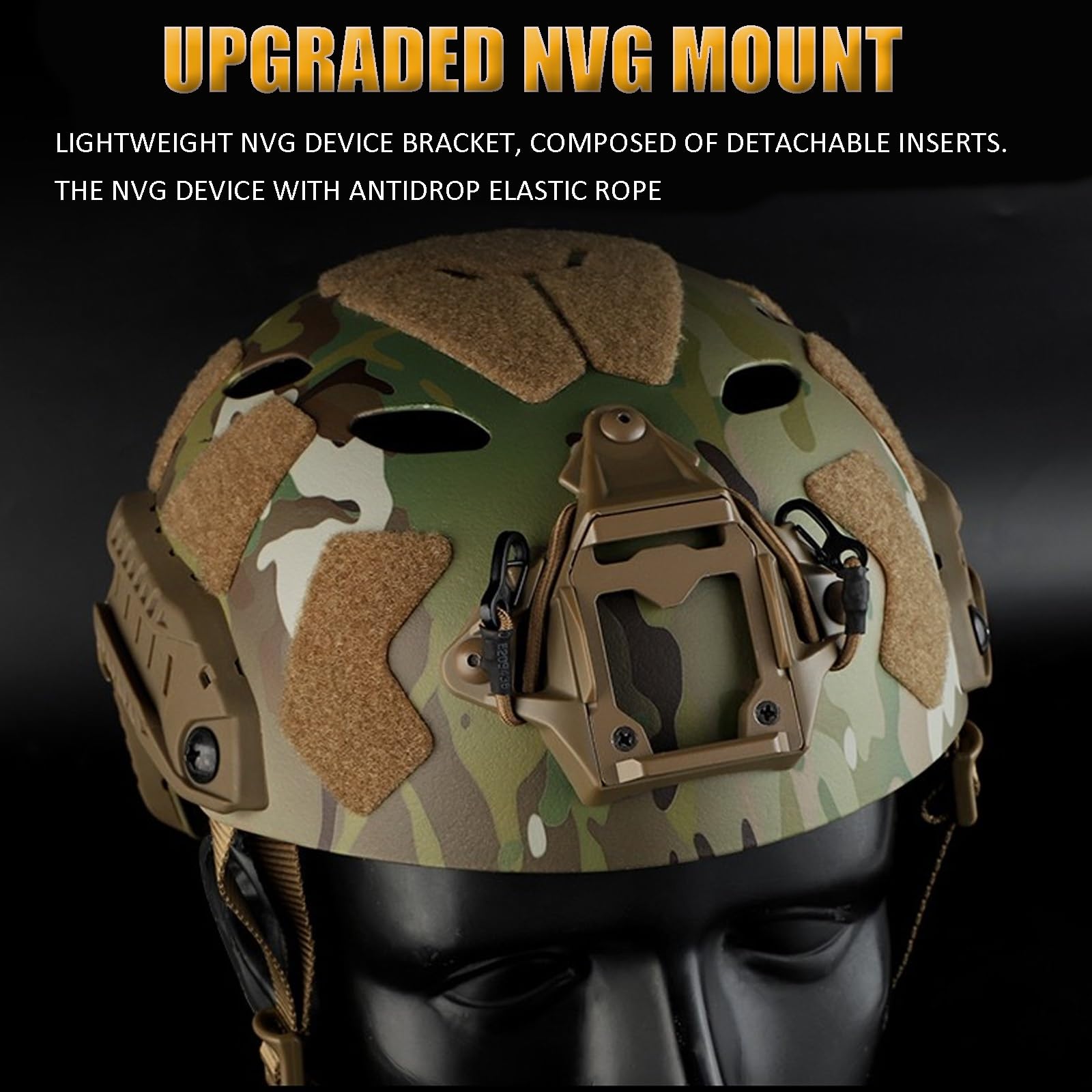 Casco Tattico da Softair con Supporto NVG e Sistema di Guide Modulari, Traspirante e Leggero per Giochi di Sopravvivenza, Tiro e Caccia