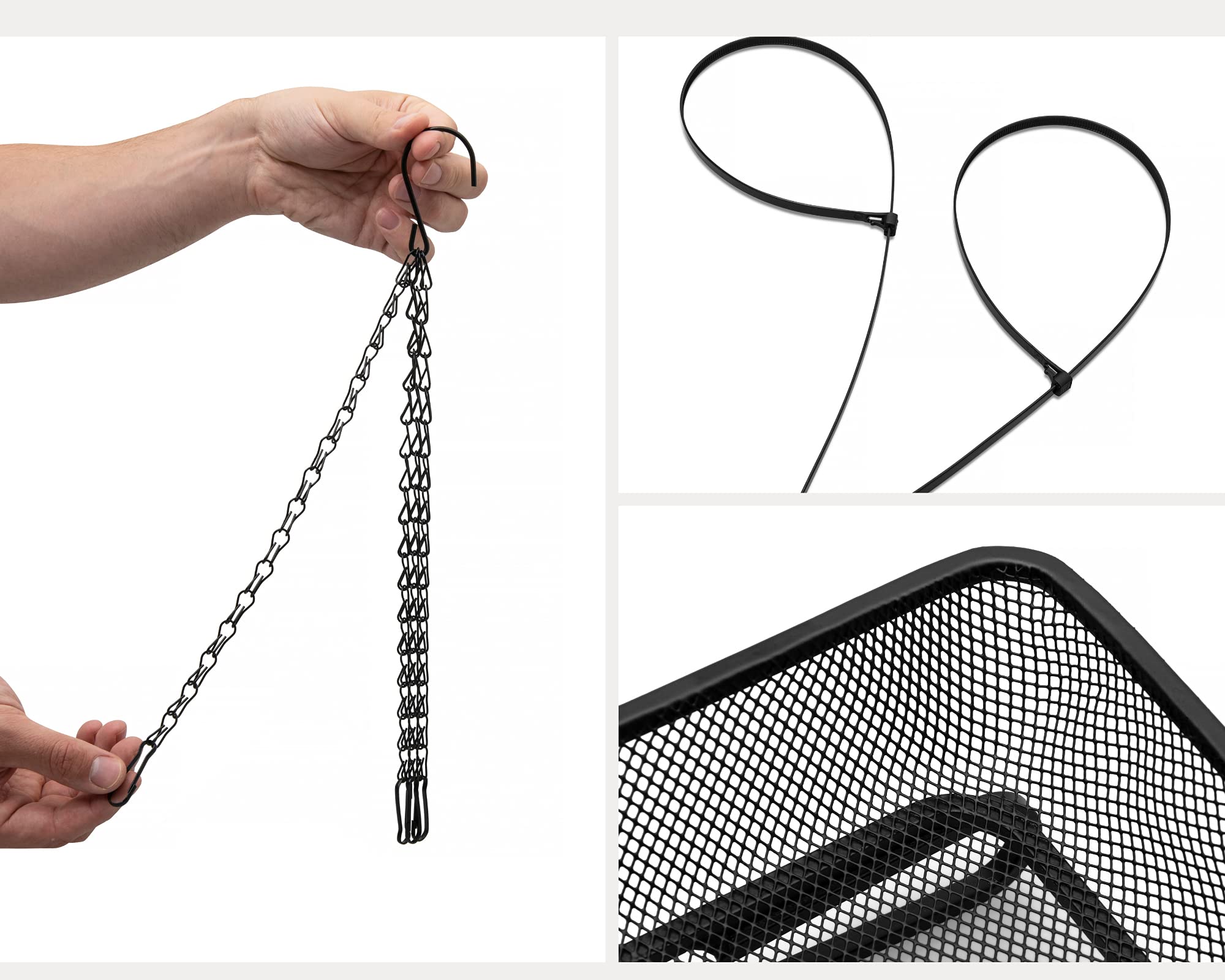 Mangeoire à Oiseaux 2 Étages Suspendue, Plateau Maille Métallique + Bol