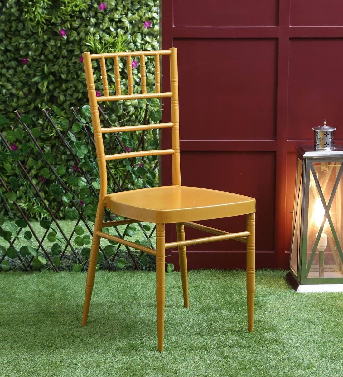 Malabar Chiavari Golden Dining Chair, Tiffany Wedding Gold Metallic With Cushion