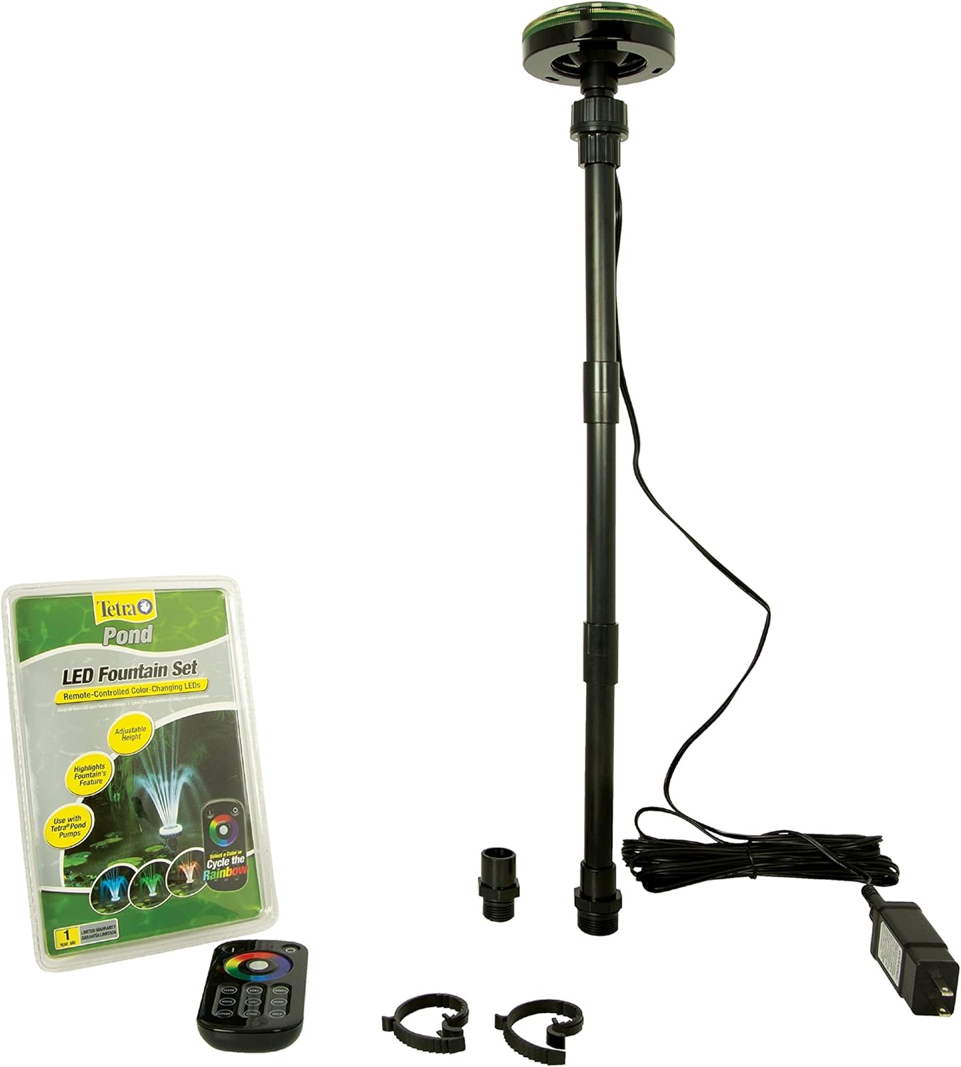 TetraPond LED Fountain Set, Remote-Controlled Color-Changing LEDs