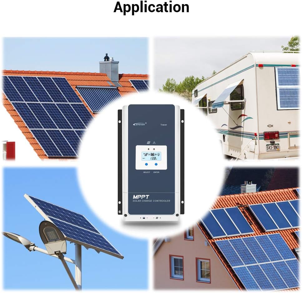 EPEVER 50A MPPT Solar Charge Controller 12V/24V/36V/48V DC Automatically Identifying System Voltage Max.PV 150V Solar Panel Regulator (Tracer 5415 an)