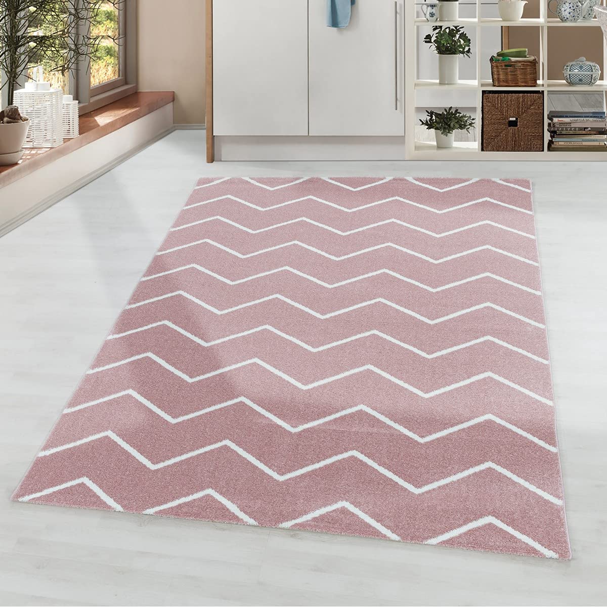 Tapis pour enfant motif vagues rose pour créer un coin lecture