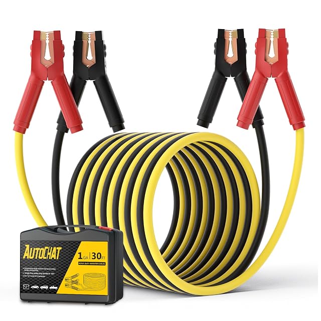 Heavy Duty Jumper Cables 1 Gauge 30 Feet 900A Booster Cables Jump Start Automotive Jumper Cables Kit for