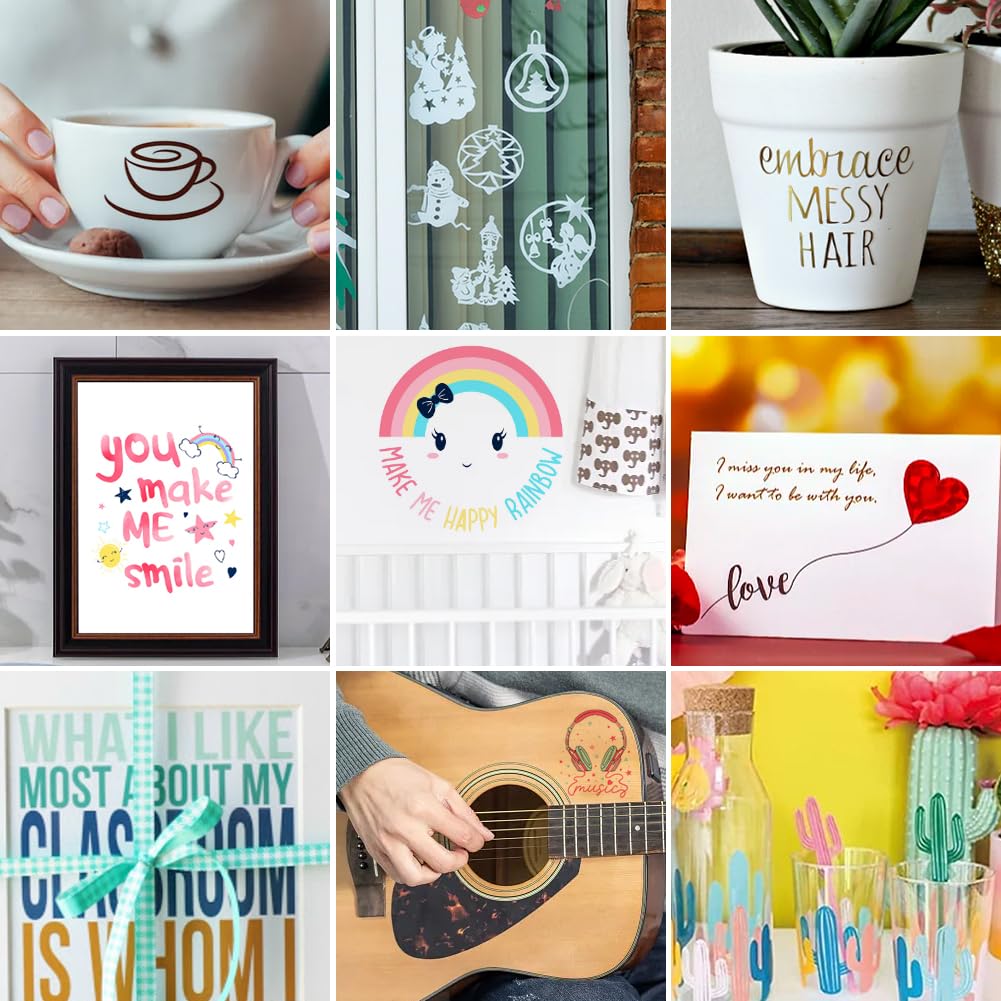 23 colori Smart Adhesive Vinyl Permanent per Cricut Joy Xtra, Smart Vinyl Permanent con 5 pellicole di trasferimento 24x30,5cm autoadesive, pellicole viniliche kit per plotter vinilico per fai da te