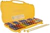 GEWA Glockenspiel Wind Chime Xylophone with 25 Colourful Metal Singing Plates Chromatic (Tone Range G5-G7) Includes 2 Mallets Plastic Case with Handle Yellow