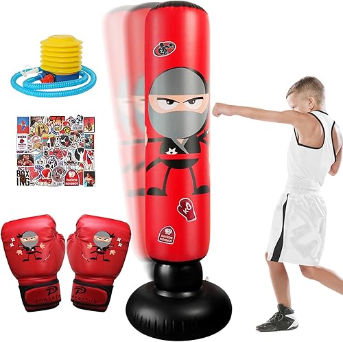 Miniatura 1 de Inflatable Punching Bag for Kids Inflatable Boxing Bag with Gloves - Karate Kickboxing Taekwondo Punching Bag for Boys & Girls