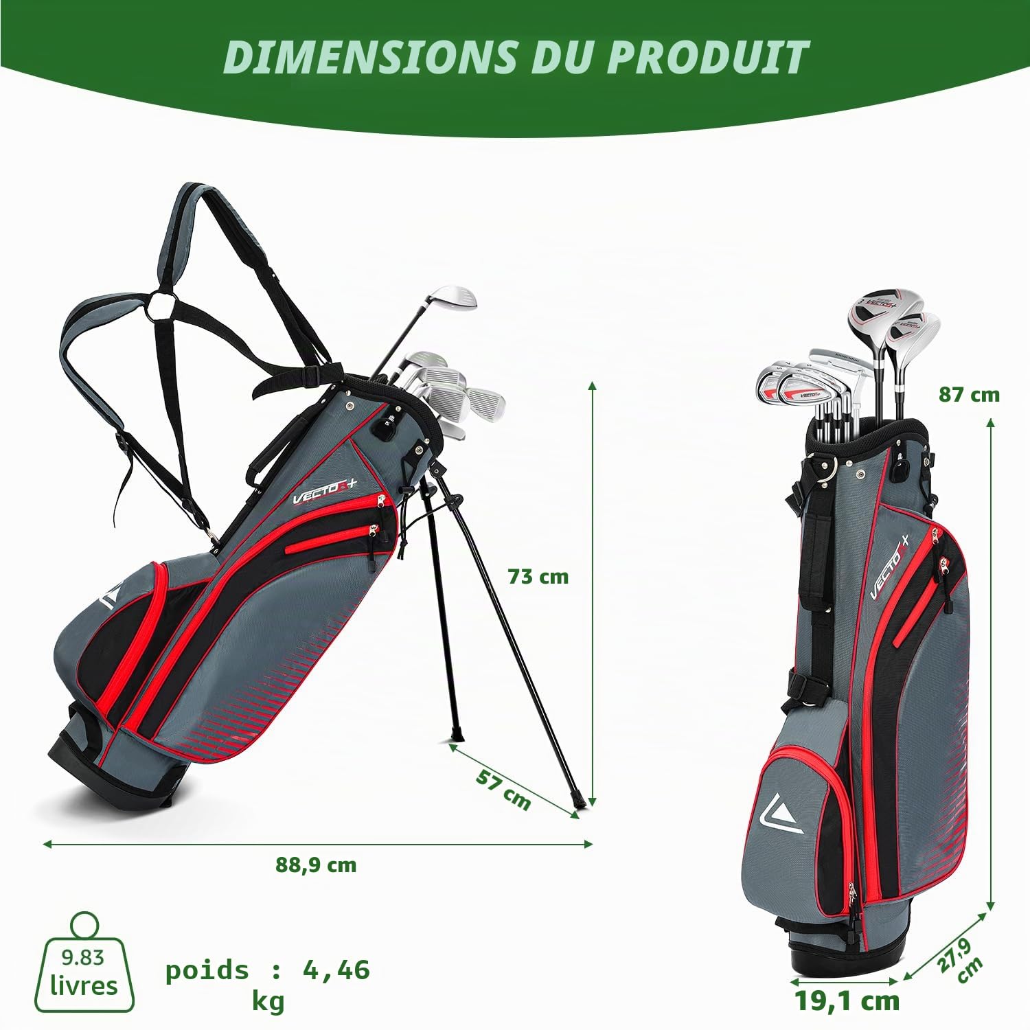XDriveMax Ensemble de Club de Golf pour Homme gaucher 8 Pièces, avec Sac de Support avec Housse de Pluie, Bois de Fairway 3# avec Couvre-tête, 5# Hybride, 5#, 7#, 9# S# Fer et Putter